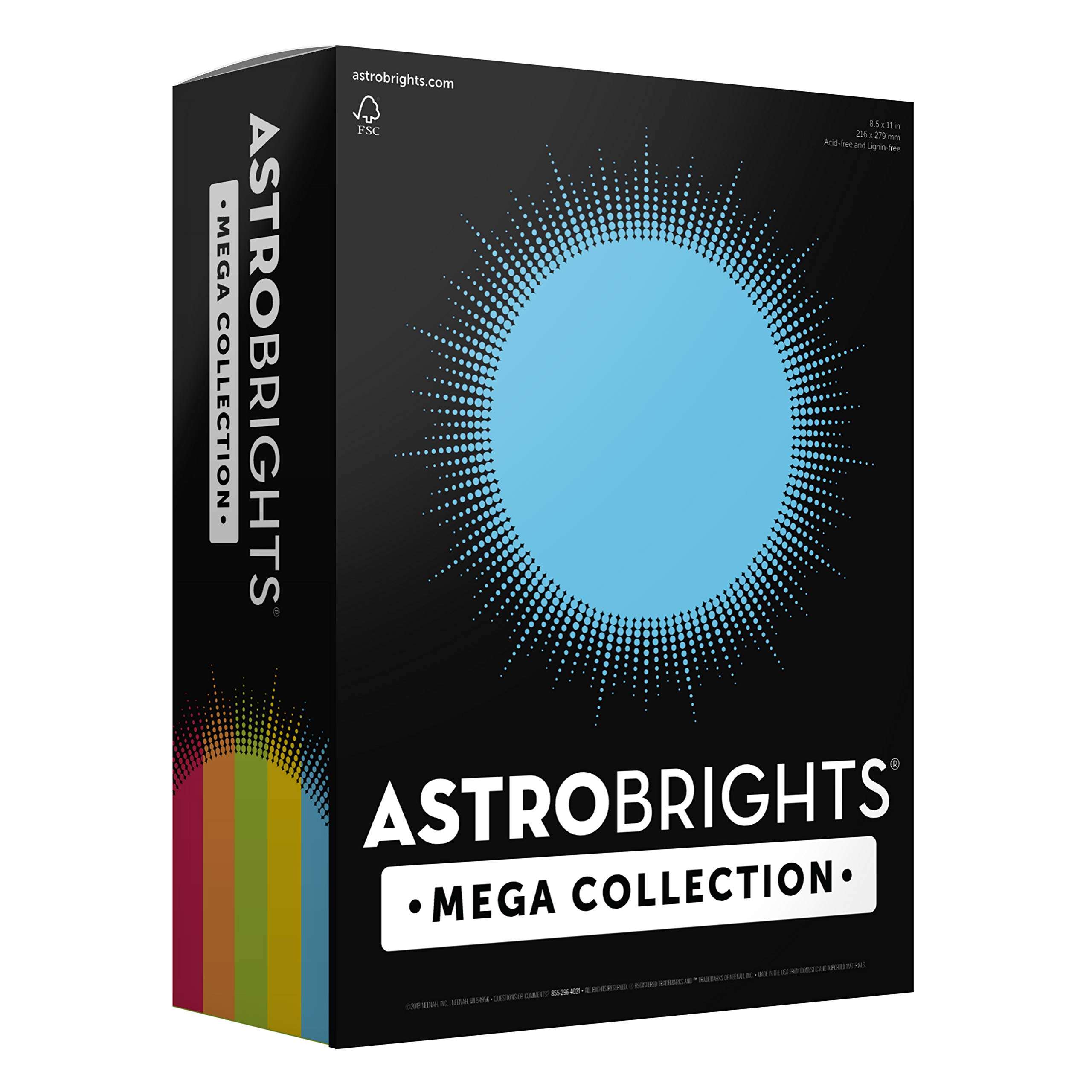Astrobrights Mega Collection, Colored Paper,"Classic" 5-Color Assortment, 625 Sheets, 24 lb/89 gsm, 8.5" x 11" - MORE SHEETS! (91623) 1