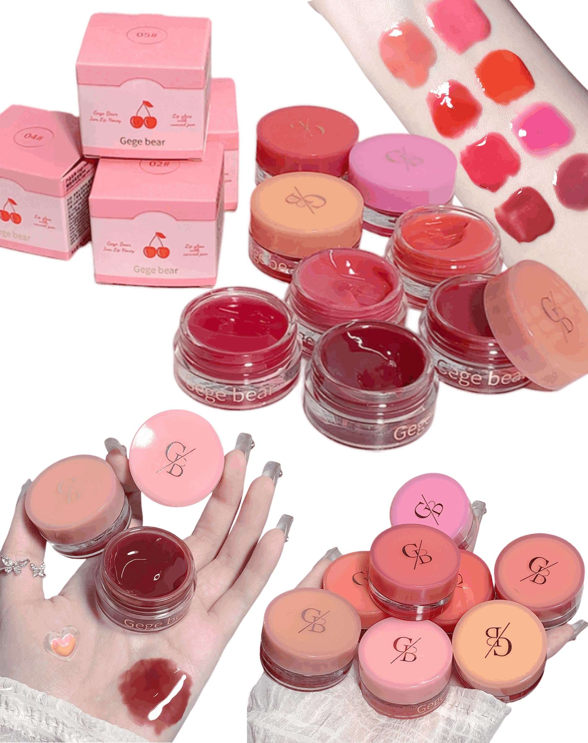 Gege Bear Canned Jam Lip Gloss: Richly Pigmented, High-Gloss Finish with Hydrating Fruit Extracts, Long-Lasting Pigments and Vibrant Shades (Shade 08, 5g) 1