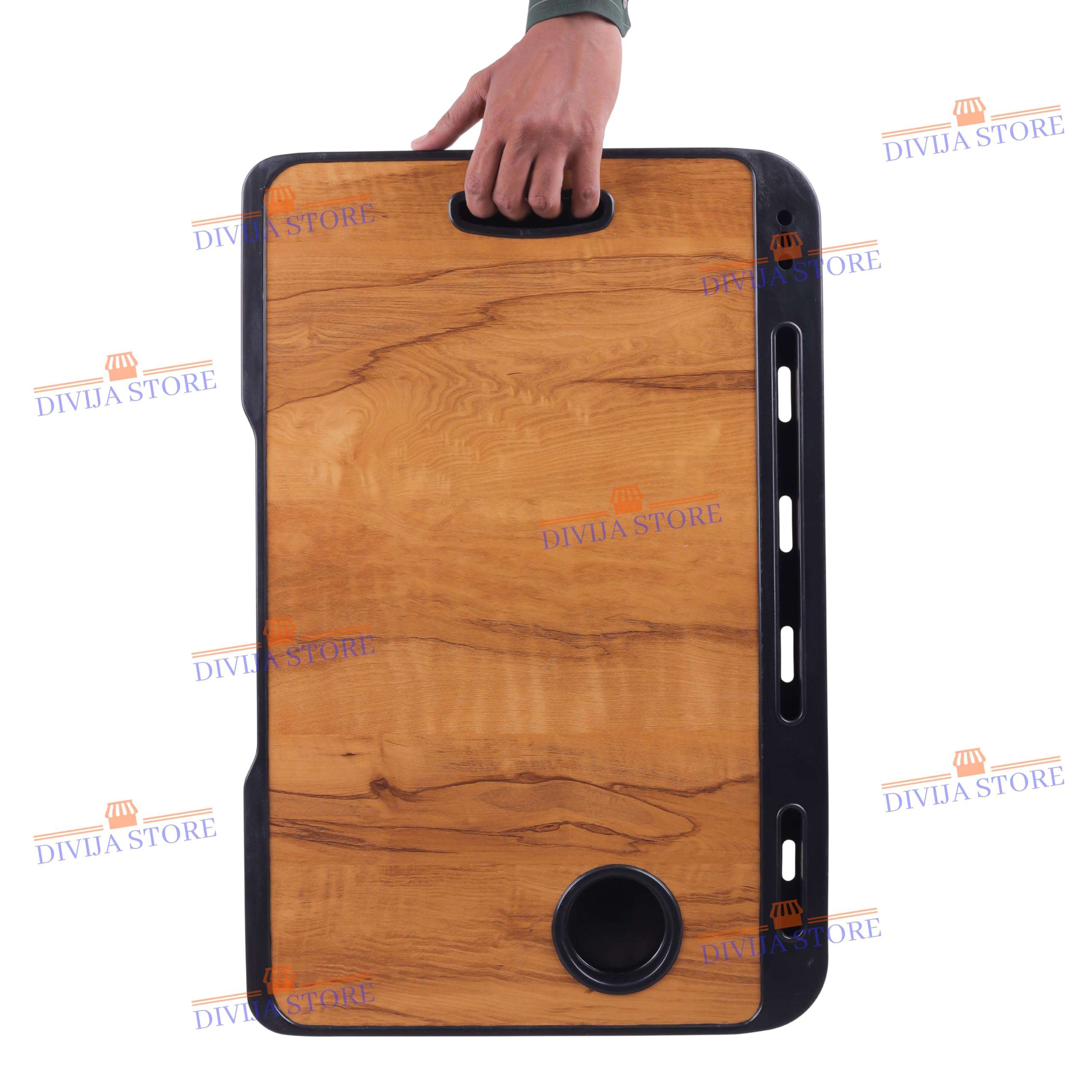 DIVIJA STORE Foldable Wooden Laptop Table | Adjustable Multipurpose Study Table with Drawer, Mobile/Tablet Stand | Portable Writing Desk for Office, Home, School & Work from Home (US COTTED Wood) 5