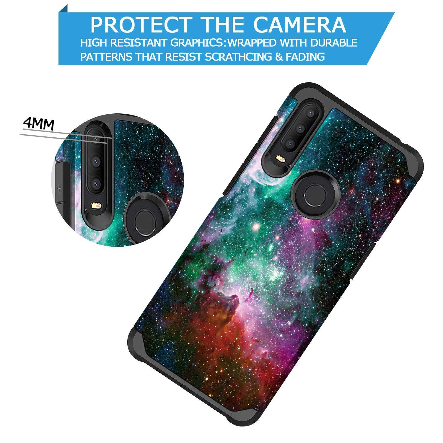 GORGCASE Designed for Alcatel 3X 2019 Case, Alcatel 5048A, Slim Cute Graphic Dual-Layer Shock-Proof Anti-Slip PC TPU Bumper Girls Women Armor Protective Cover Mandala 3