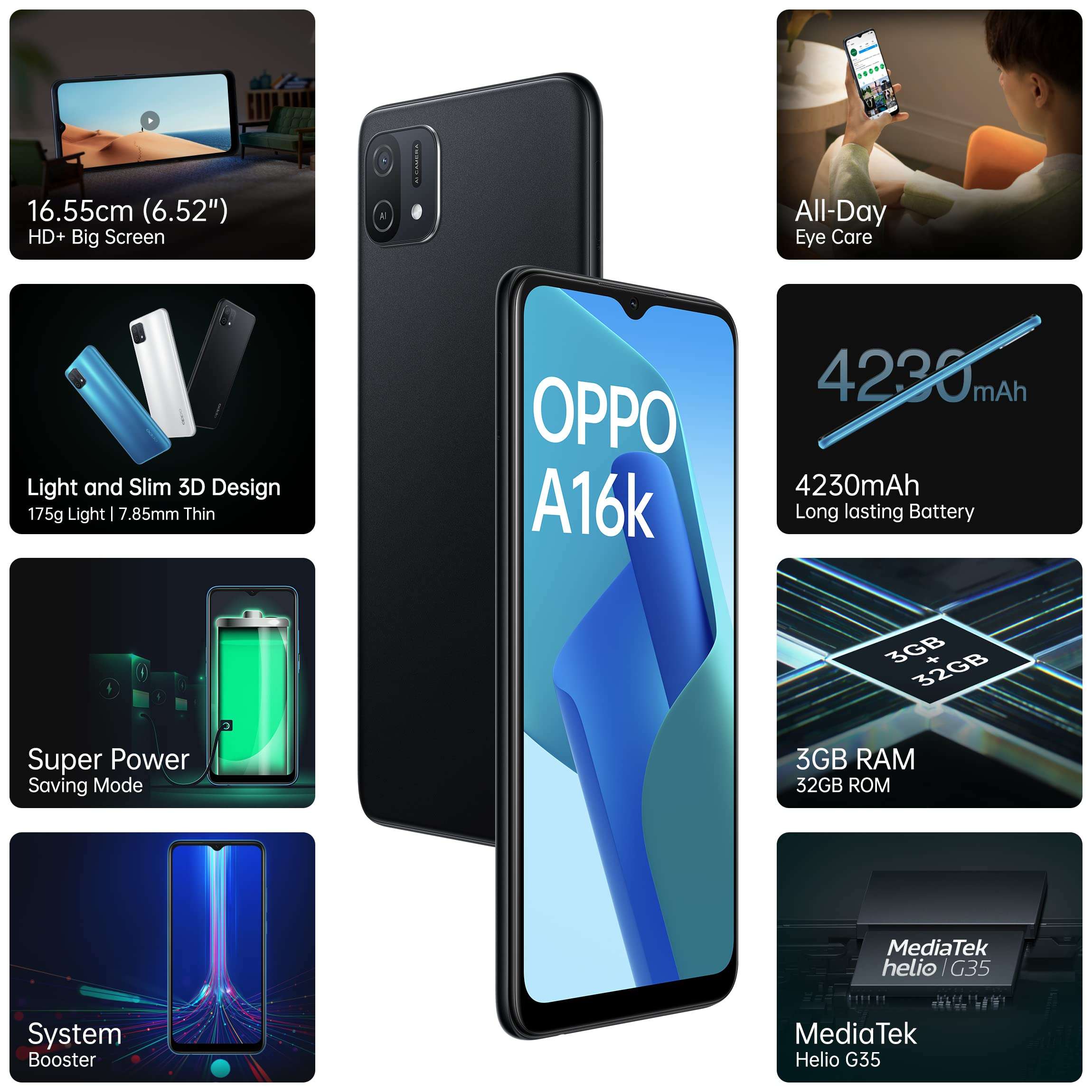 OPPO A16k (Midnight Black, 3GB RAM, 32GB Storage) with No Cost EMI/Additional Exchange Offers 3