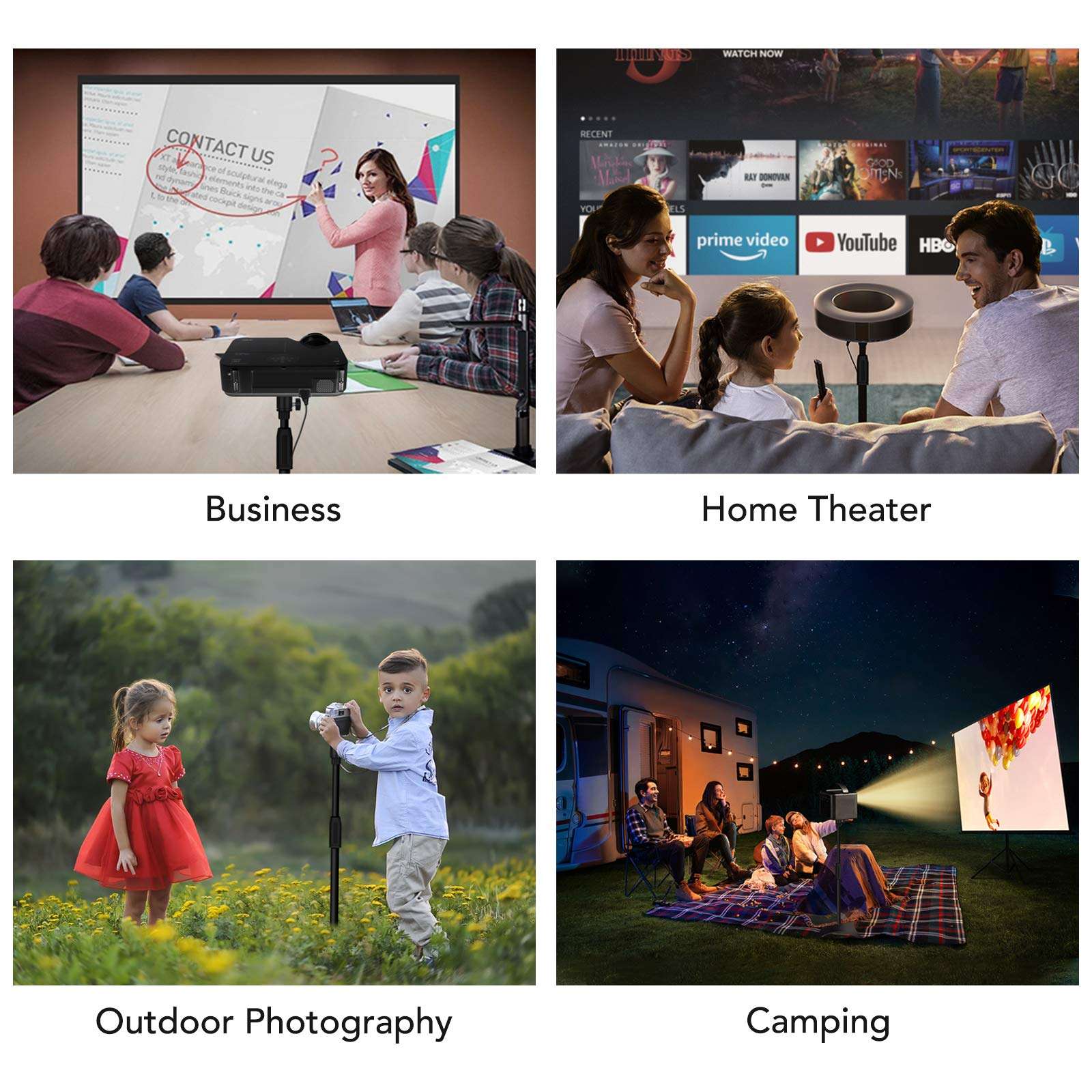 Projector Tripod Stand Drsn Portable Tripod Adjustable Height 27" to 49" 360°Swivel Pivot Ball Head Floor Stand Holder for Small Camera Webcam Microphone Projector GoPro 6