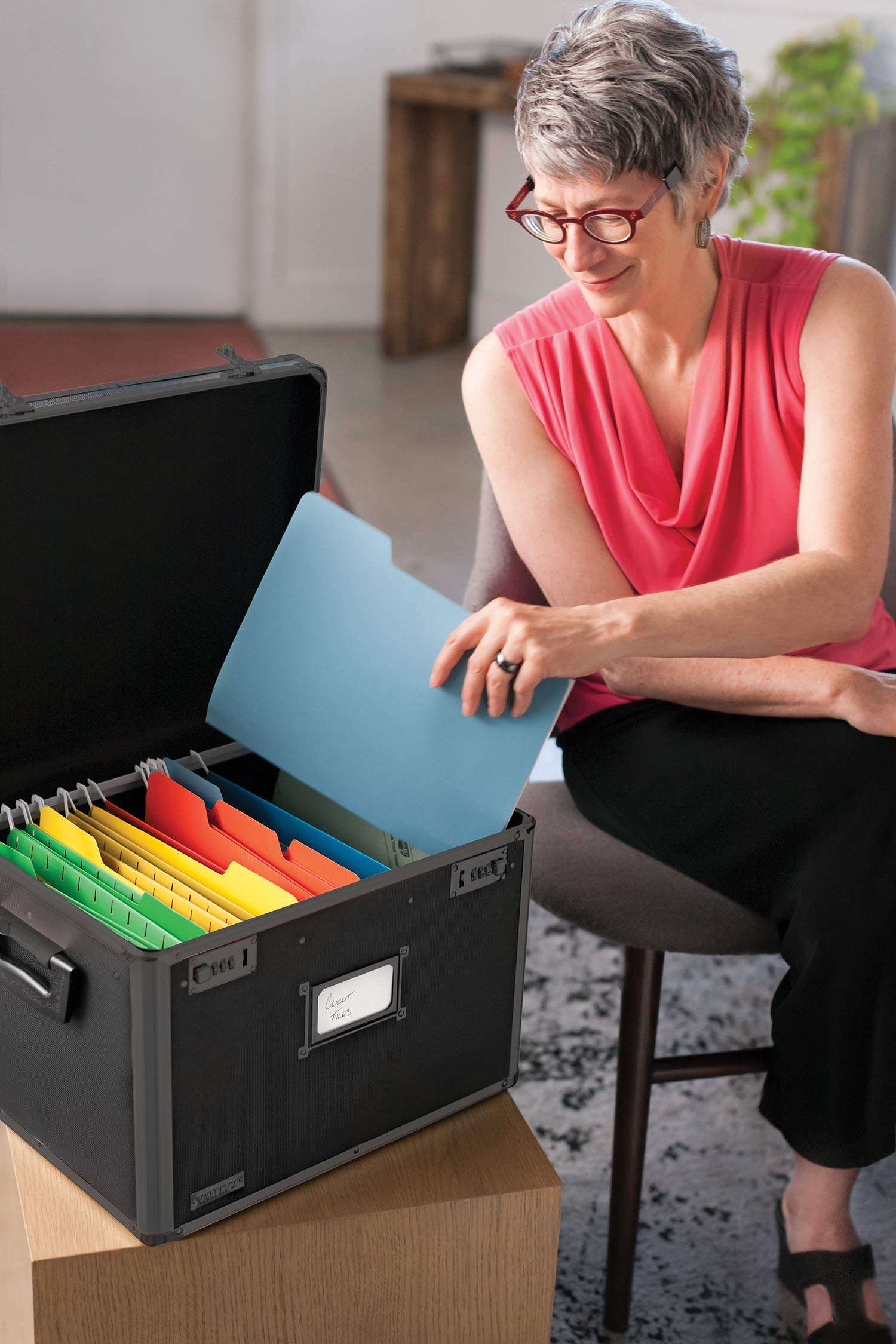 Vaultz Locking File Storage Box, Two-Handled, Letter/Legal File Storage, Tactical Black, 16.5 x 13.5 x 12 inches 4