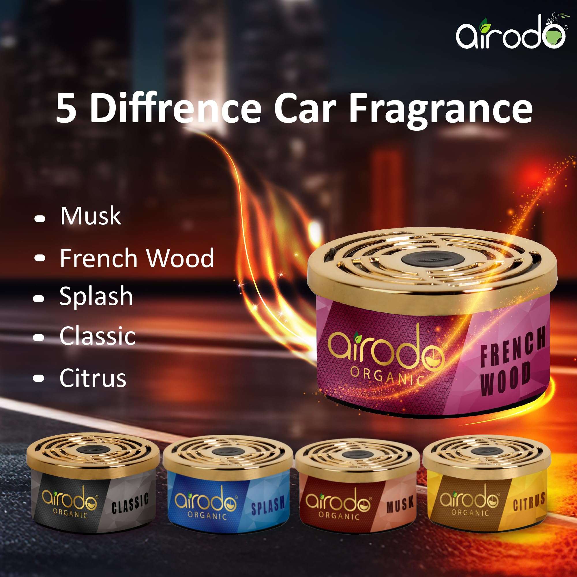 Airodo One French Wood Organic Car Perfume, Strong Fiber Air Freshener to Freshen'up Your Car - Car Accessories interior car perfumes and fresheners (50g with 2 Refill) 5