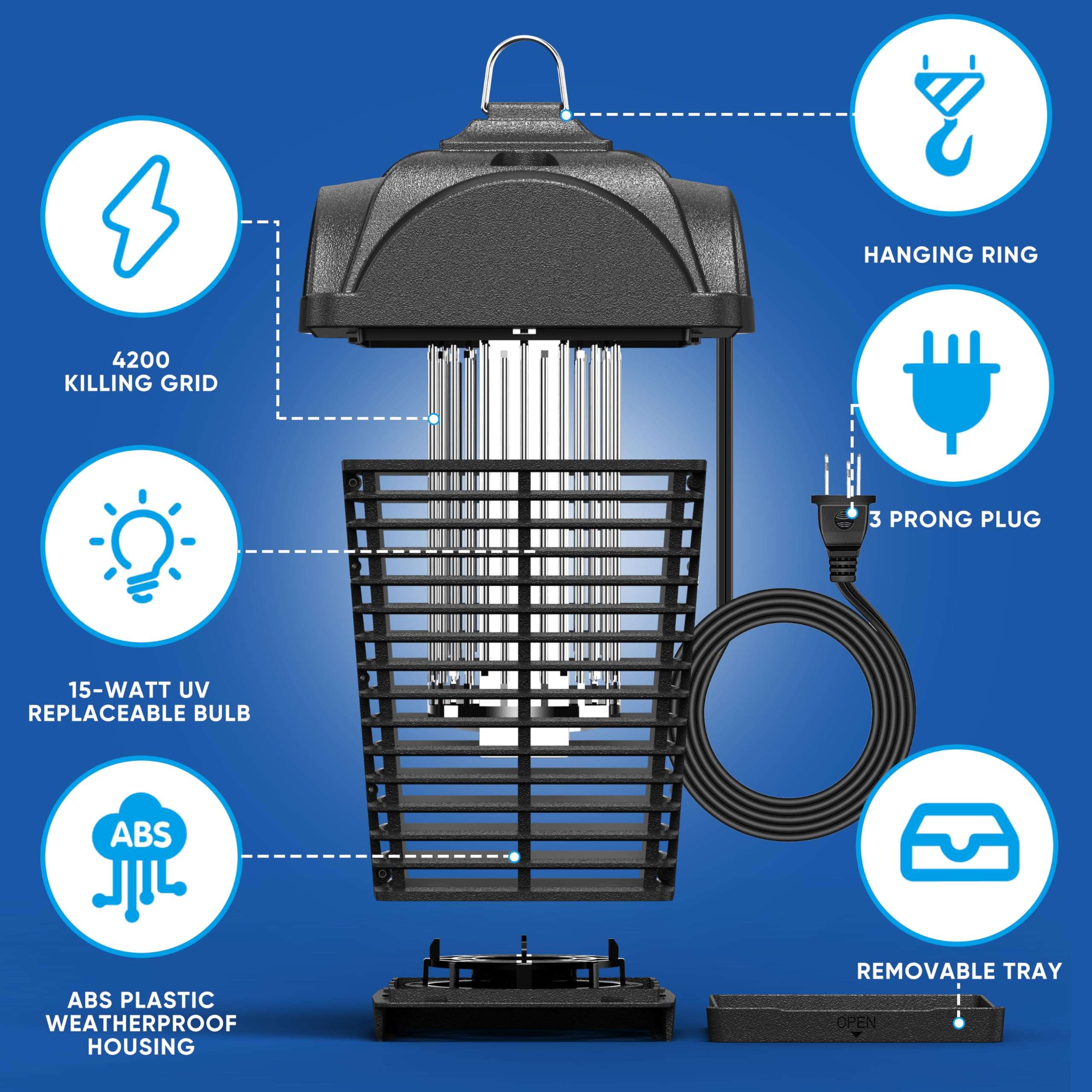 4200V Bug Zapper Outdoor Electric and Flying Insect Trap for Indoors 1PACK 6