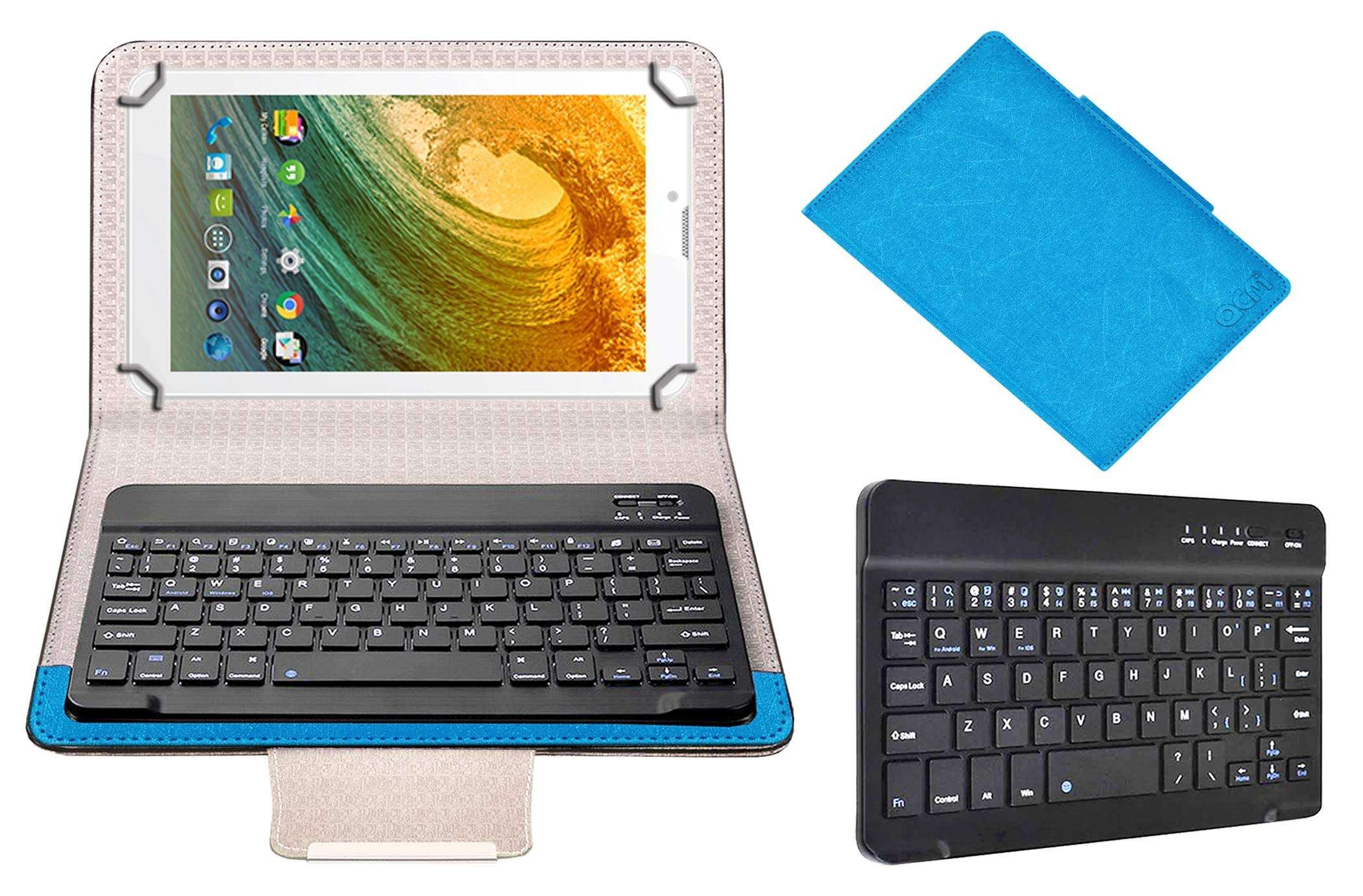 Acm Bluetooth Keyboard Case Compatible with Celkon Ct711 Tablet Flip Cover Stand Study Gaming Blue