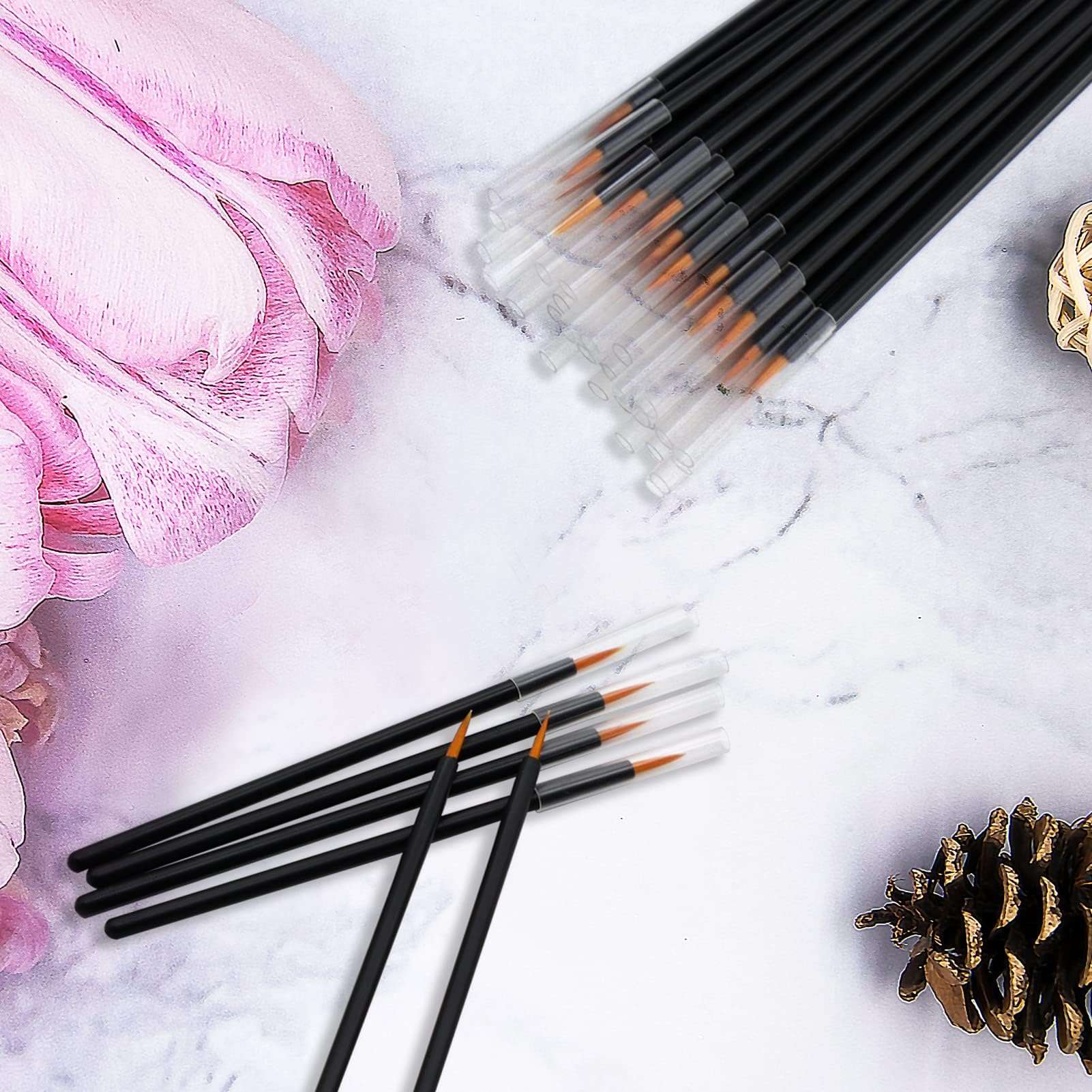 MYYNTI 50pcs Eyeliner Brushes With Covers,Eye Liner Wands for Makeup, Eyeliner Applicator Cosmetic Eye Wands Makeup Tool for Eye Line Eyelash Growing 3