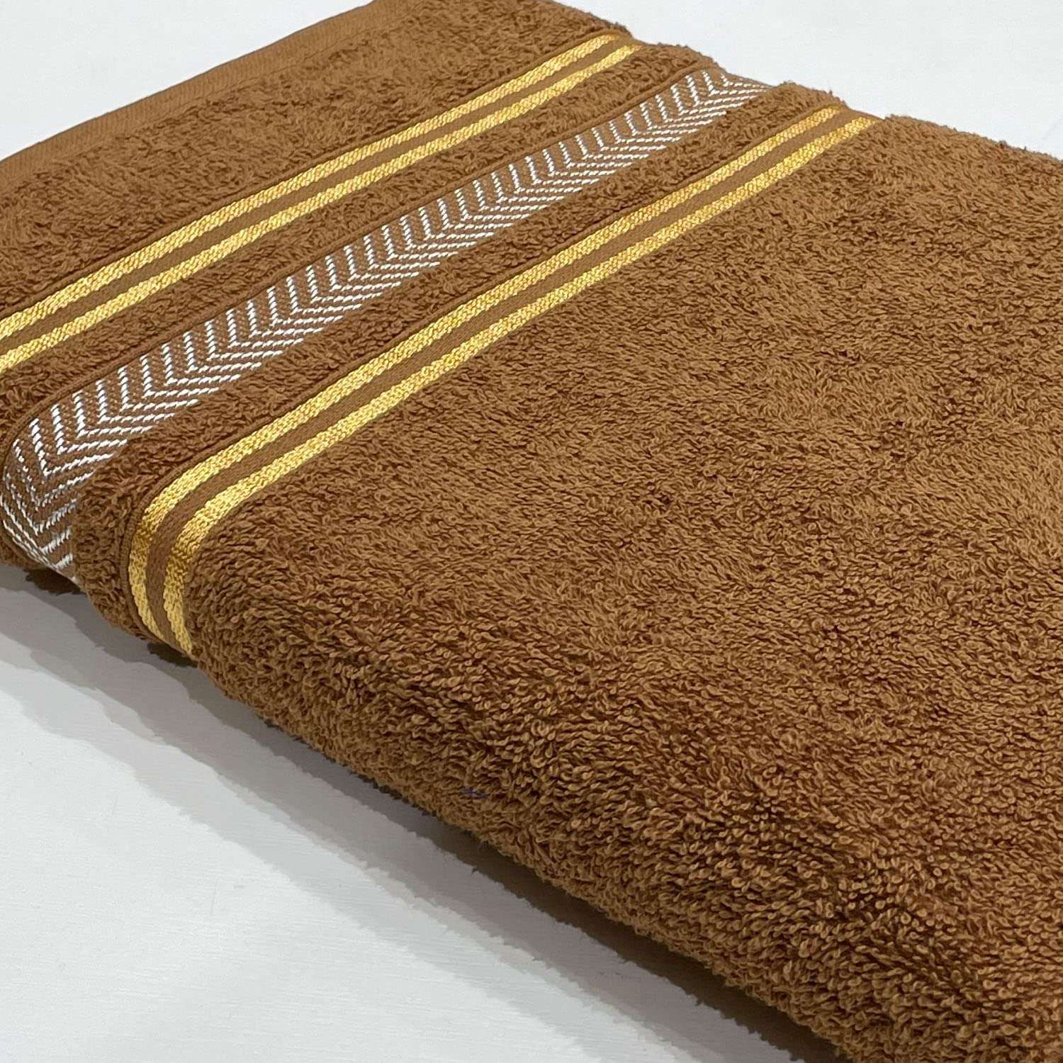STAMIO Cotton 390 GSM Bath and Hand Towel Set for Men and Women | Extra Soft & Absorbent (Sepia Brown) 4
