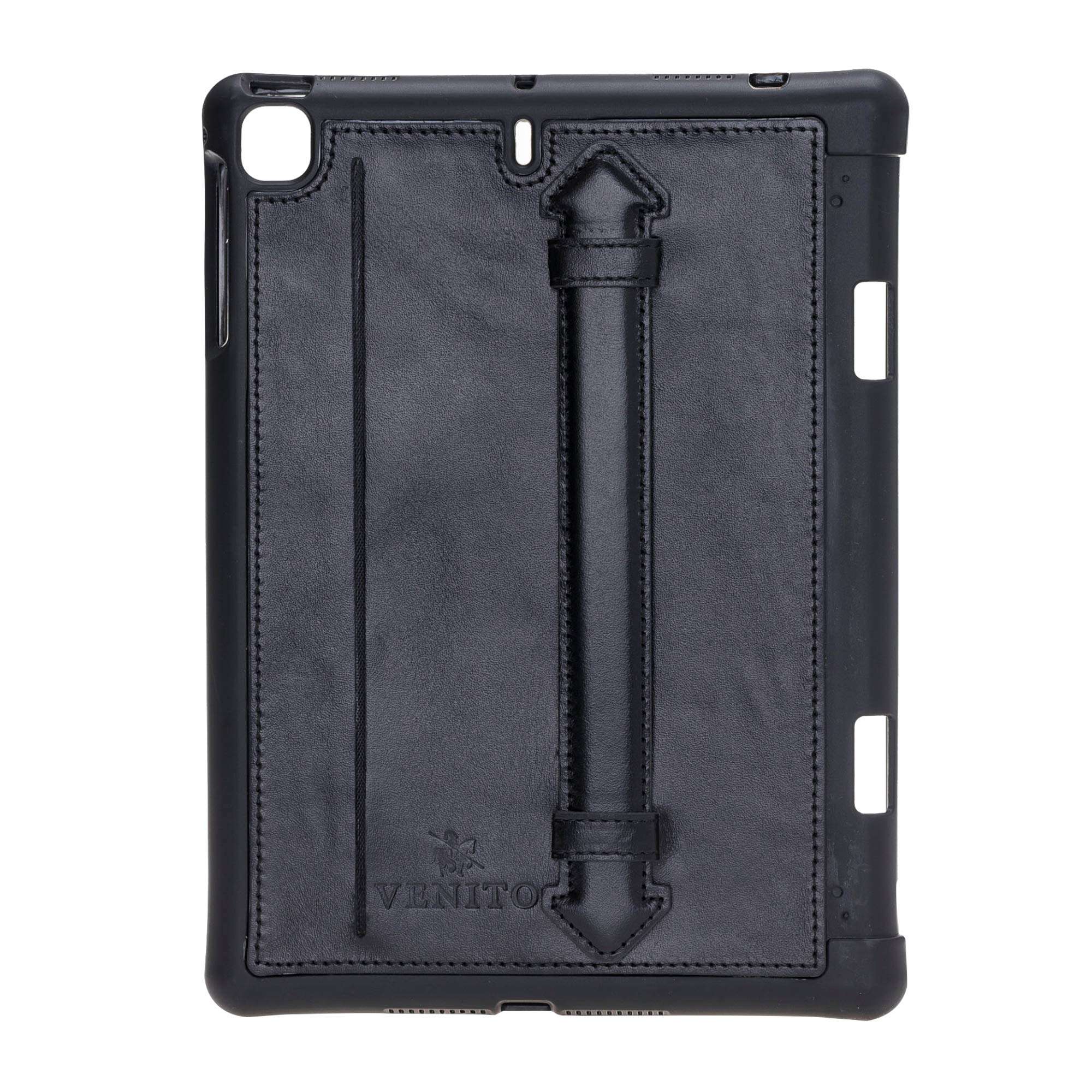 Venito Lecce Leather Wallet Case Compatible with iPad mini 5 (5th Generation), 2019 - Flex Handle Tablet Wallet - Rustic Black