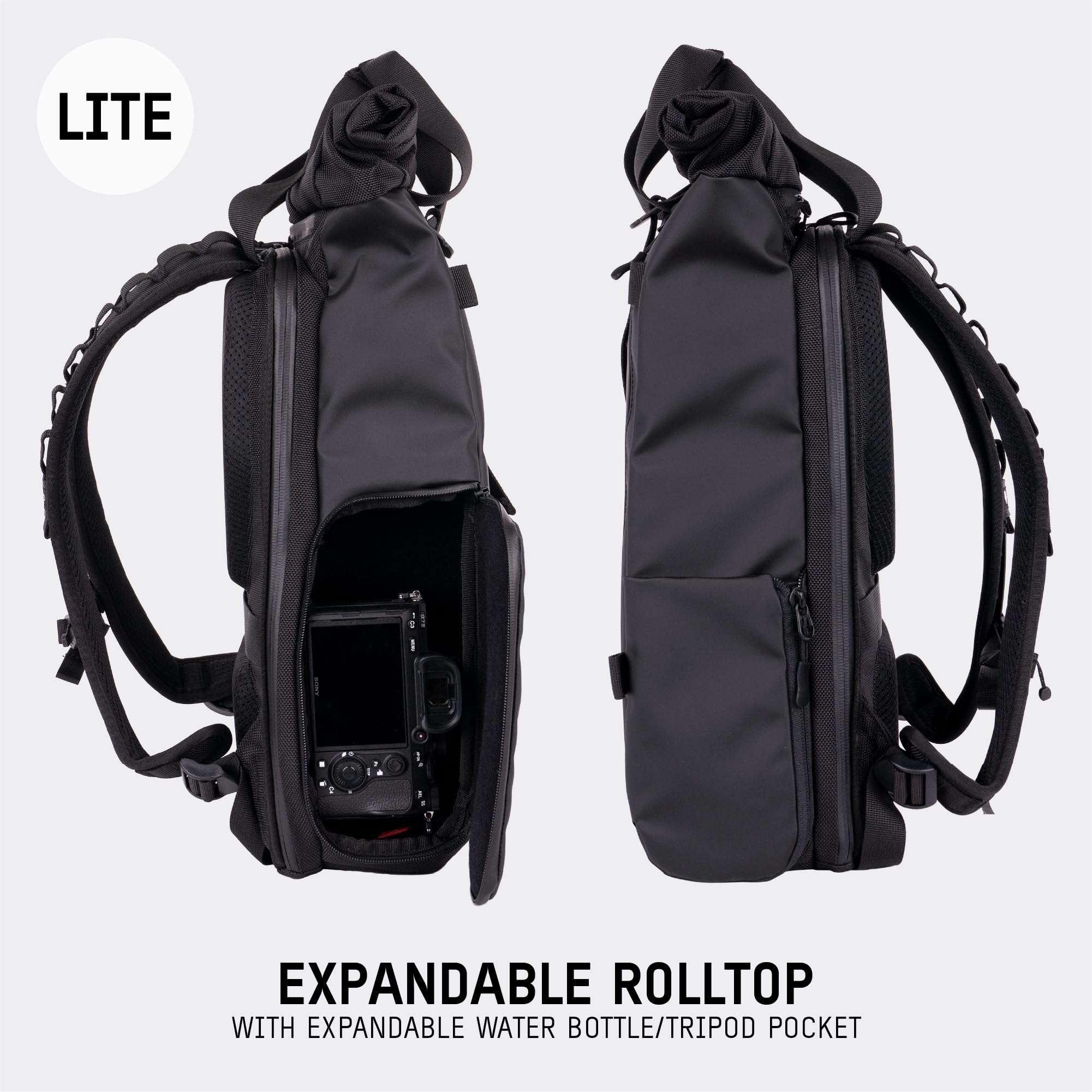 WANDRD PRVKE Lite: Weather-Resistant Travel & Camera Backpack with Laptop Sleeve, Quick Side Access, Clamshell Opening – Ideal Photography & Travel Bag (Black) 2