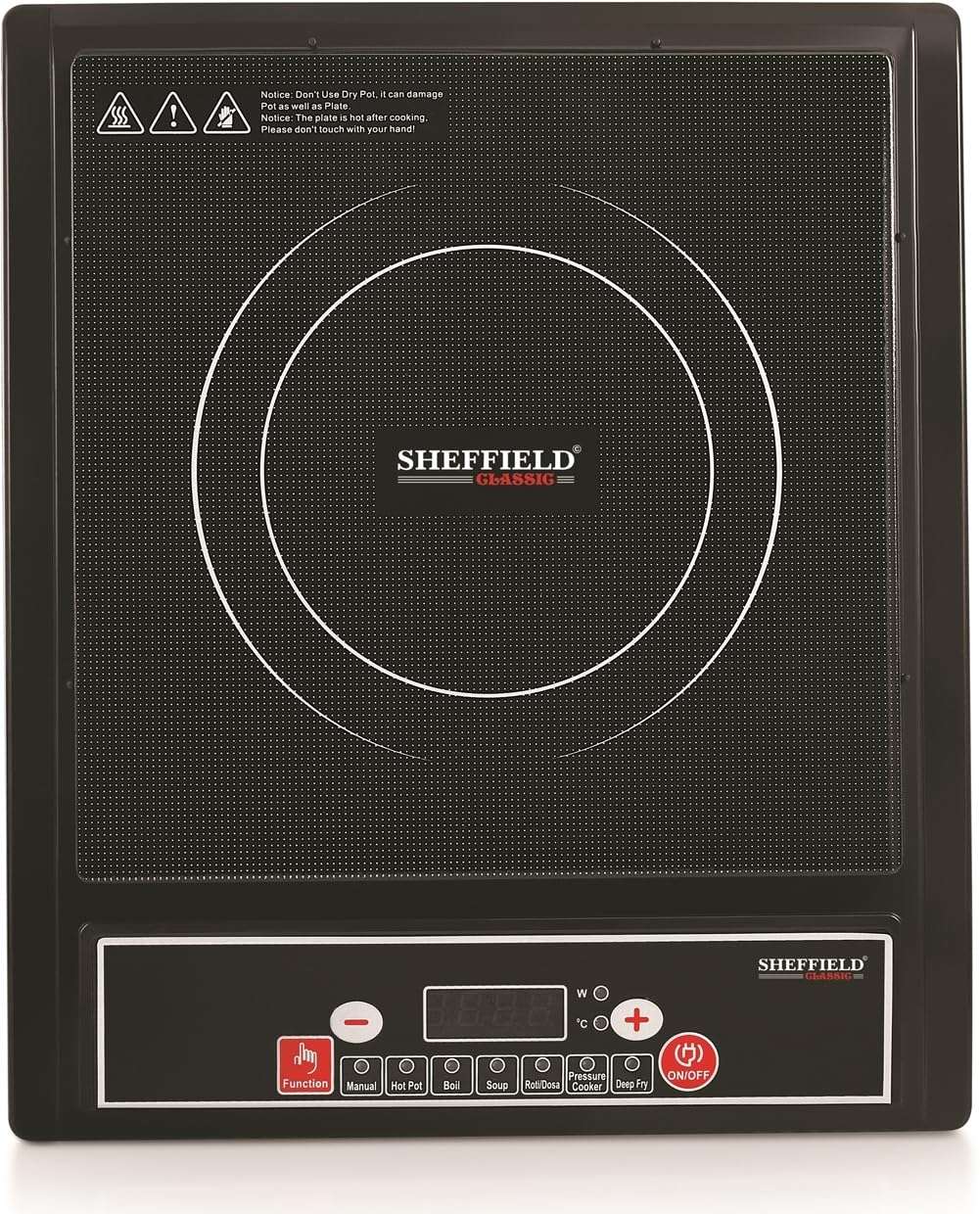 Sheffield Classic 1400W Portable Induction Cooktop | Soft Push Buttons, 7 Preset Modes, Easy Touch Control | Auto Shut‑Off, Fast Heating & Energy‑Efficient Electric Stove – Black 4