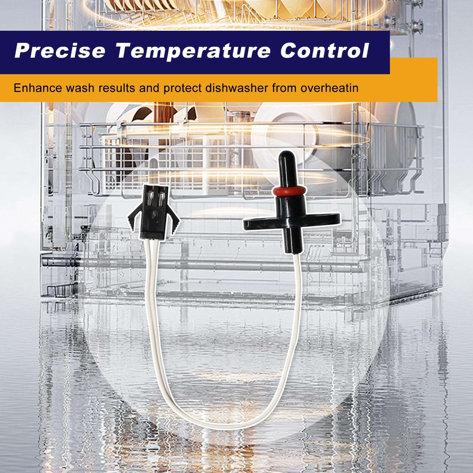 DD81-02152A Dishwasher Thermistor Temperature Sensor for Samsung DW80N3030US DW80R2031US, Replacement for Whirlpool UDT518SAFP0, W10567618 Thermistor Temperature Sensor 6