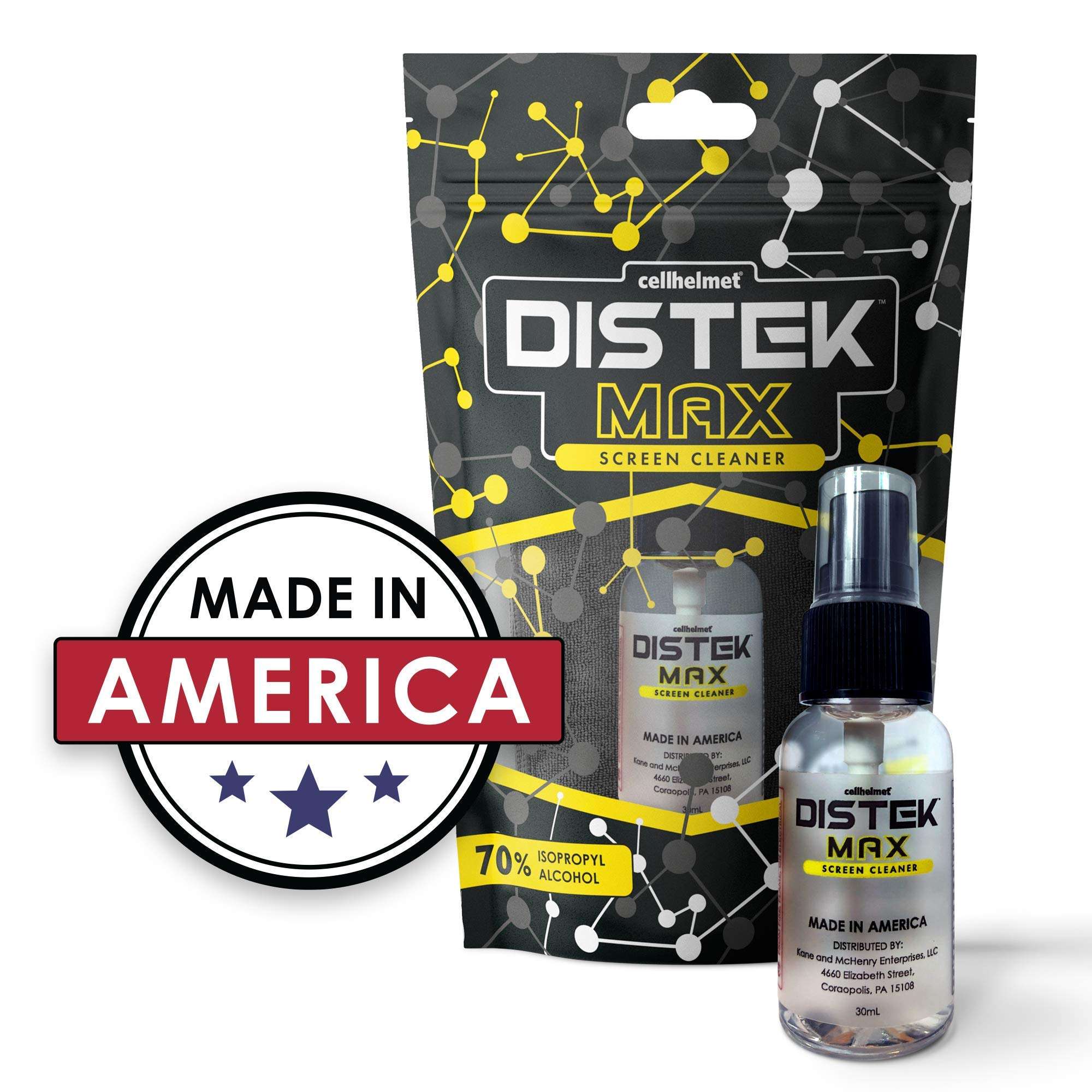cellhelmet DISTEK Max Screen & Phone Cleaner | 70% Isopropyl Alcohol Formula | Safe for All Devices | Anti-Streak & Fast-Drying | 30mL Travel Size | As Seen on Shark Tank | Retail Packaging 3