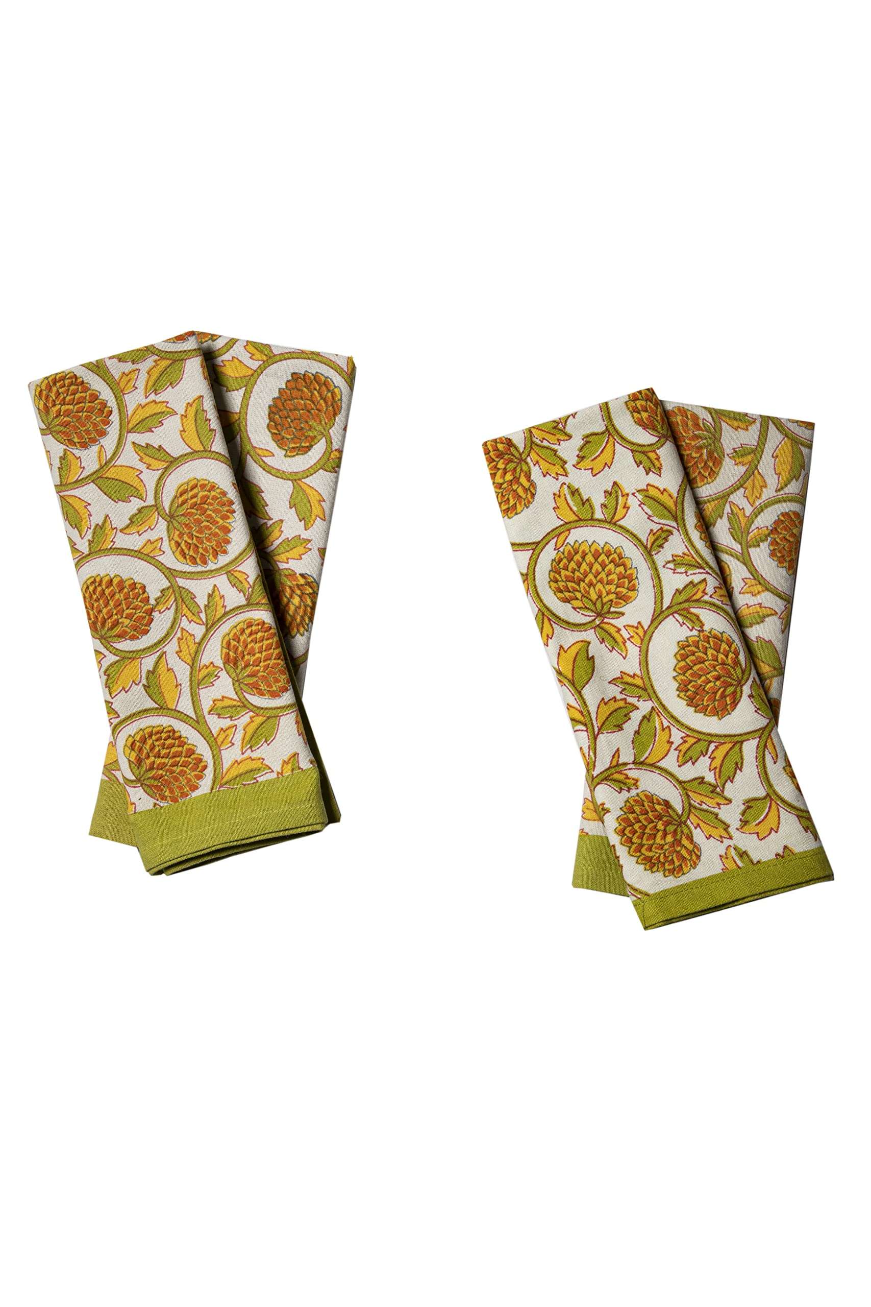 CONTRAST LIVING Arati Hand Block Printed Kitchen Towel/Dish Towel/Hand Towel Multi Color Set of 3 Pcs 3