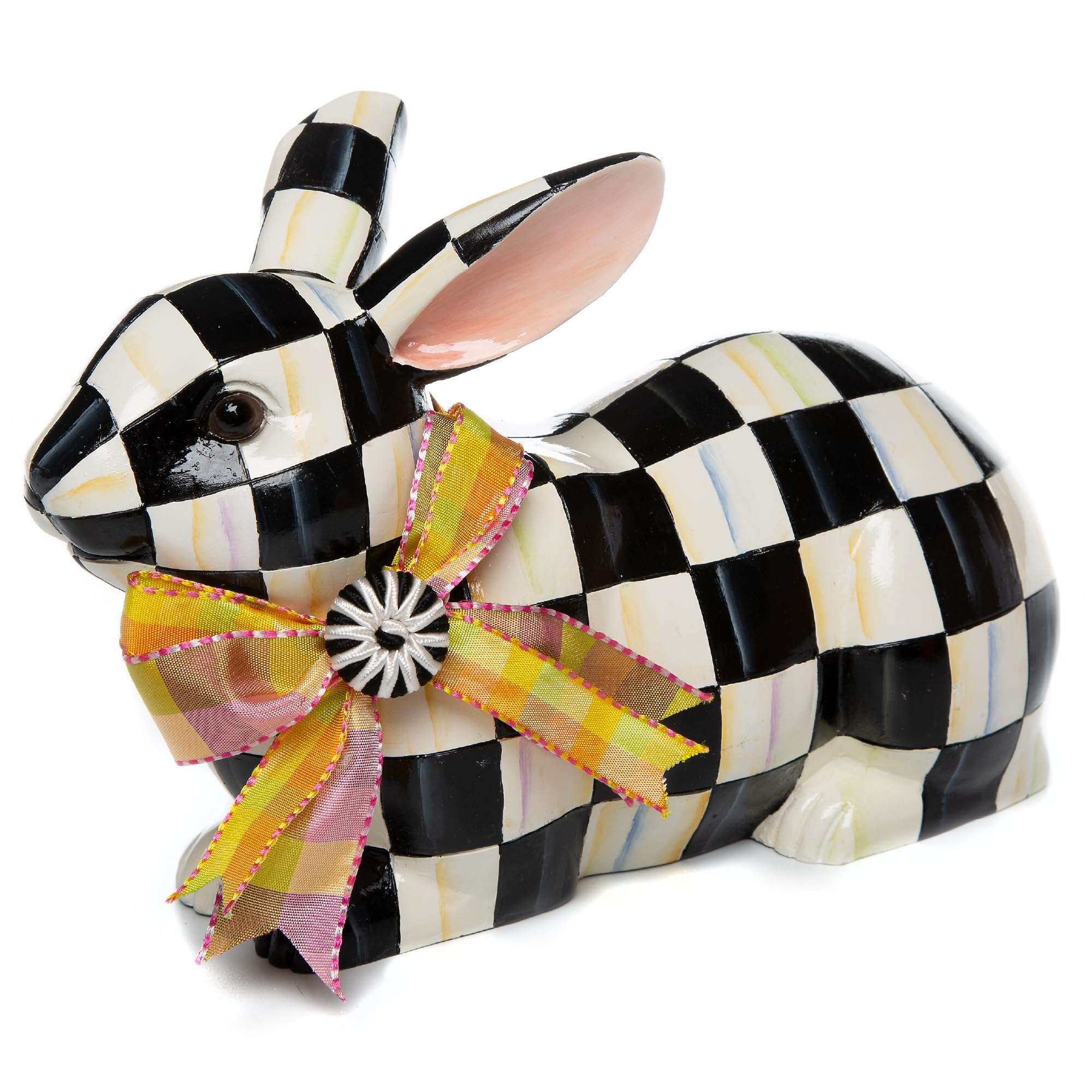 MACKENZIE-CHILDS Bunny Figurine, Rabbit Figurine Decoration for Spring, Resting, Courtly Check 1