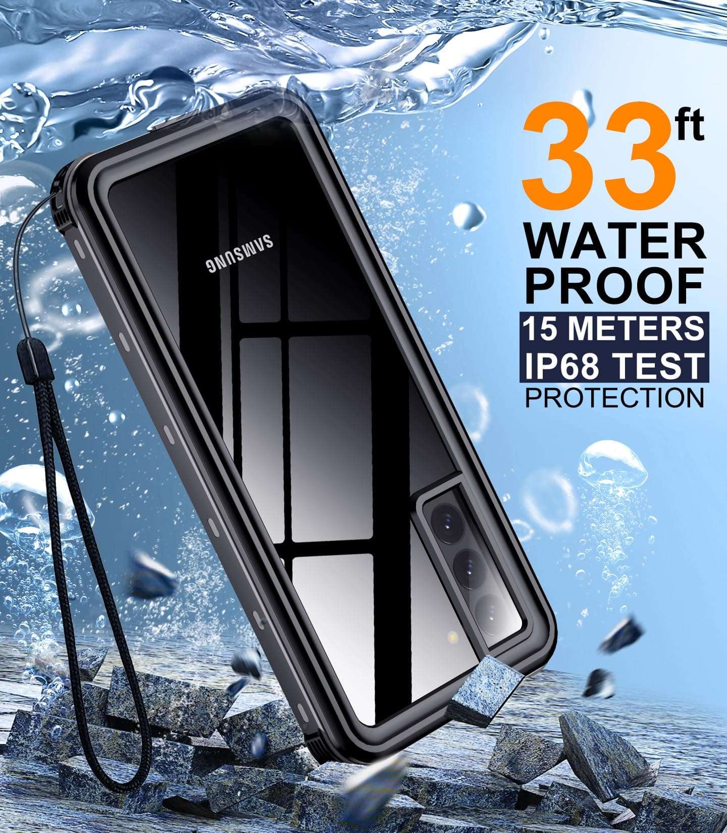 Temdan for Samsung Galaxy S21 Case Waterproof with Built-in Screen Protector 360 Full Body Underwater Case Shockproof Dustproof for Samsung S21 Phone Case Heavy Duty Protective 5G 6.2 Inch Black 3