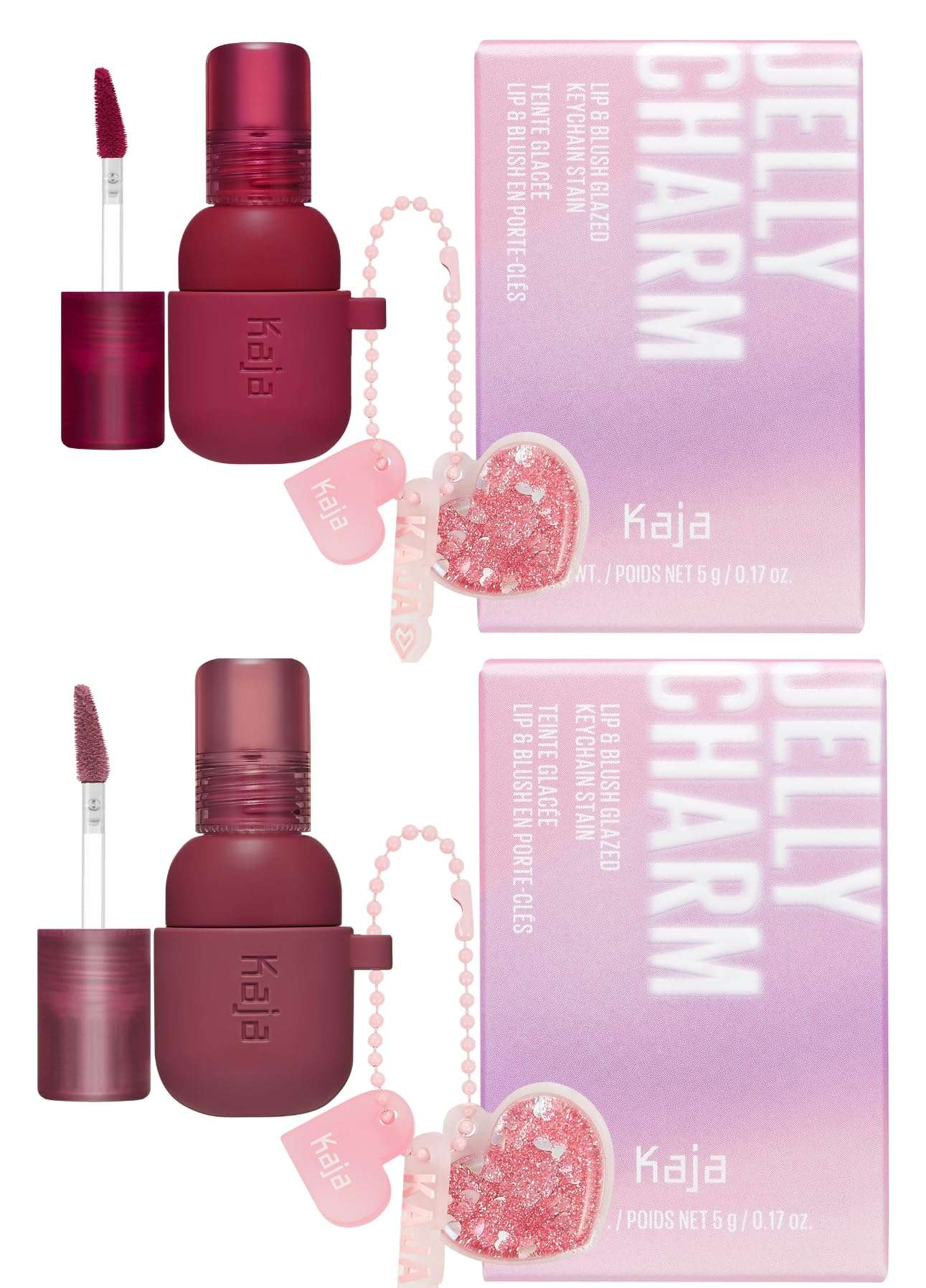 Kaja Lip & Blush Glazed Keychain Stain - Jelly Charm 01 Cherry Spritz + Lip & Blush Glazed Keychain Stain - Jelly Charm 04 Fig Soda Bundle 1