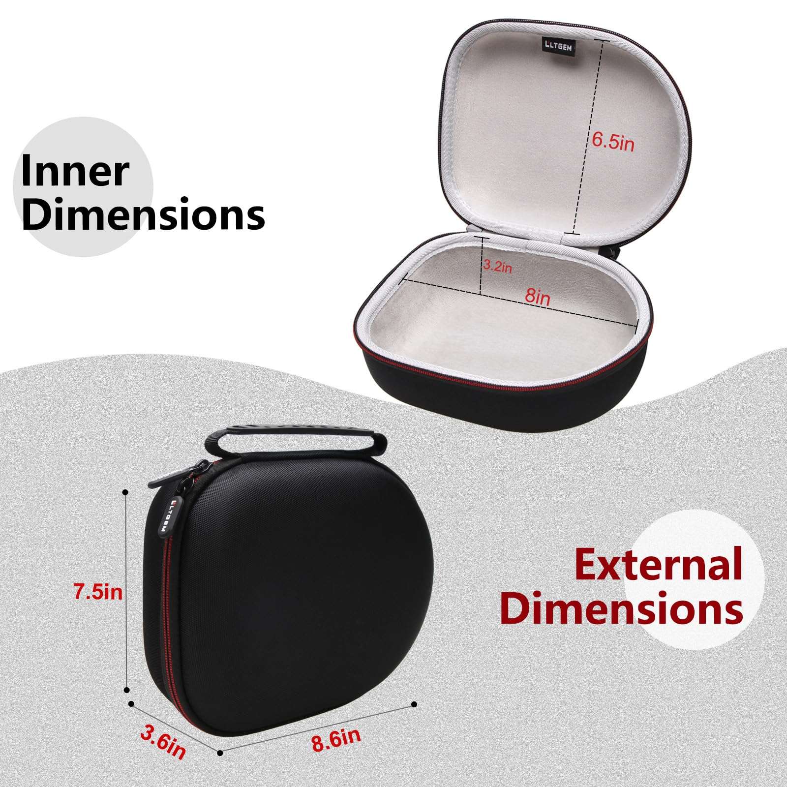 Headphone Case Compatible with Sennheiser HD 280 Pro / 599/600 / 660S2 / 569/490 Pro / 620S / 599 SE Headphones, Black+Gray 2