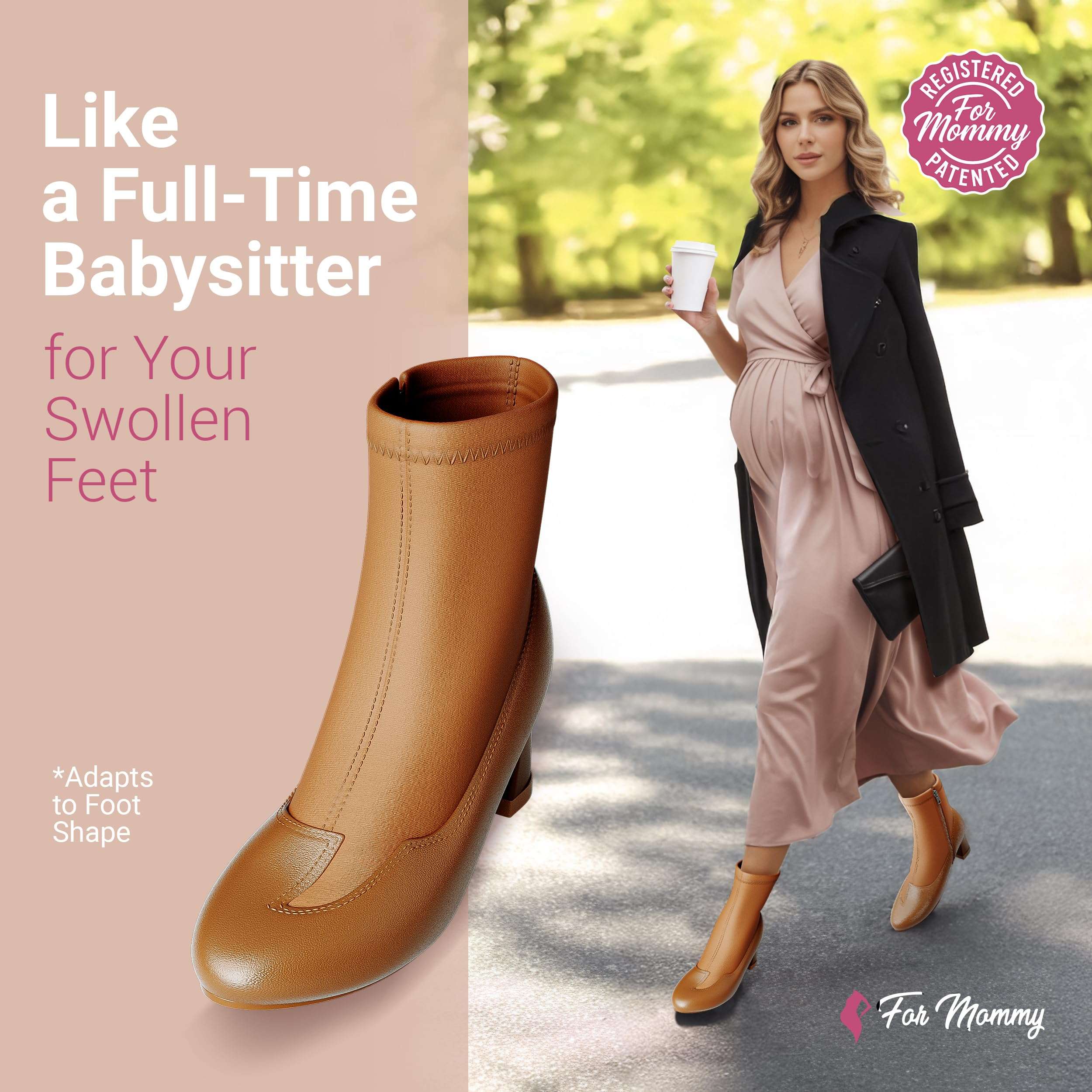 for Mommy Pregnancy Shoes for Swollen Feet – Stretchable with Patented Design, Providing Comfort and Style for Pregnant Women – Wide, Non-Slip Shoes Brown 4