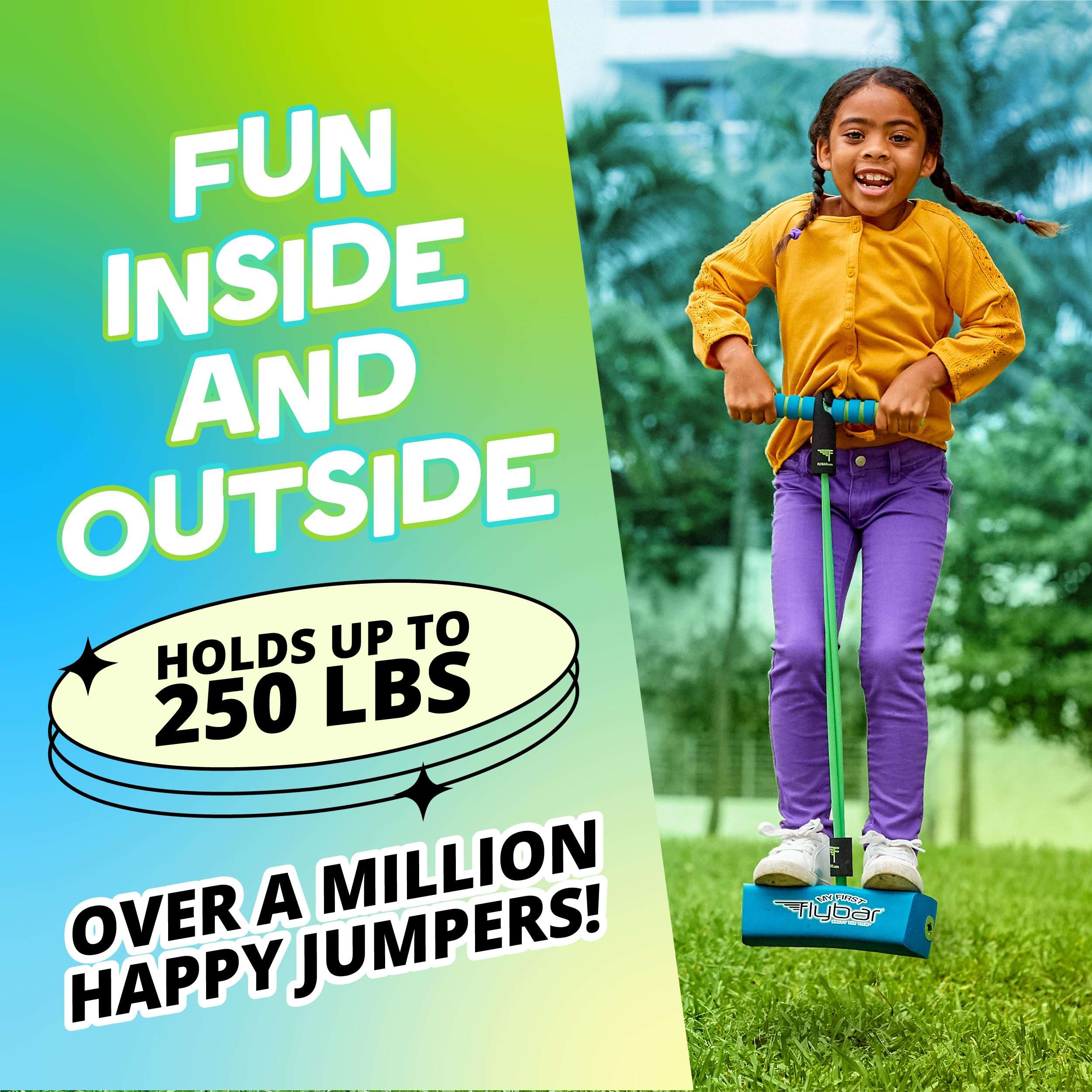 Flybar My First Foam Pogo Jumper for Kids Fun and Safe Pogo Stick, Durable Foam and Bungee Jumper for Ages 3 and up Toddler Toys, Supports up to 250lbs (Blue) 5