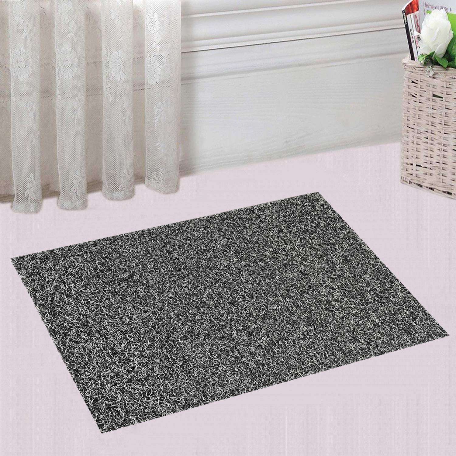 Heart Home Double Shade Thread Rubber Anti Slip 1 Piece Bath Mat 16" x24'' (Black & White) - CTHH6871 2