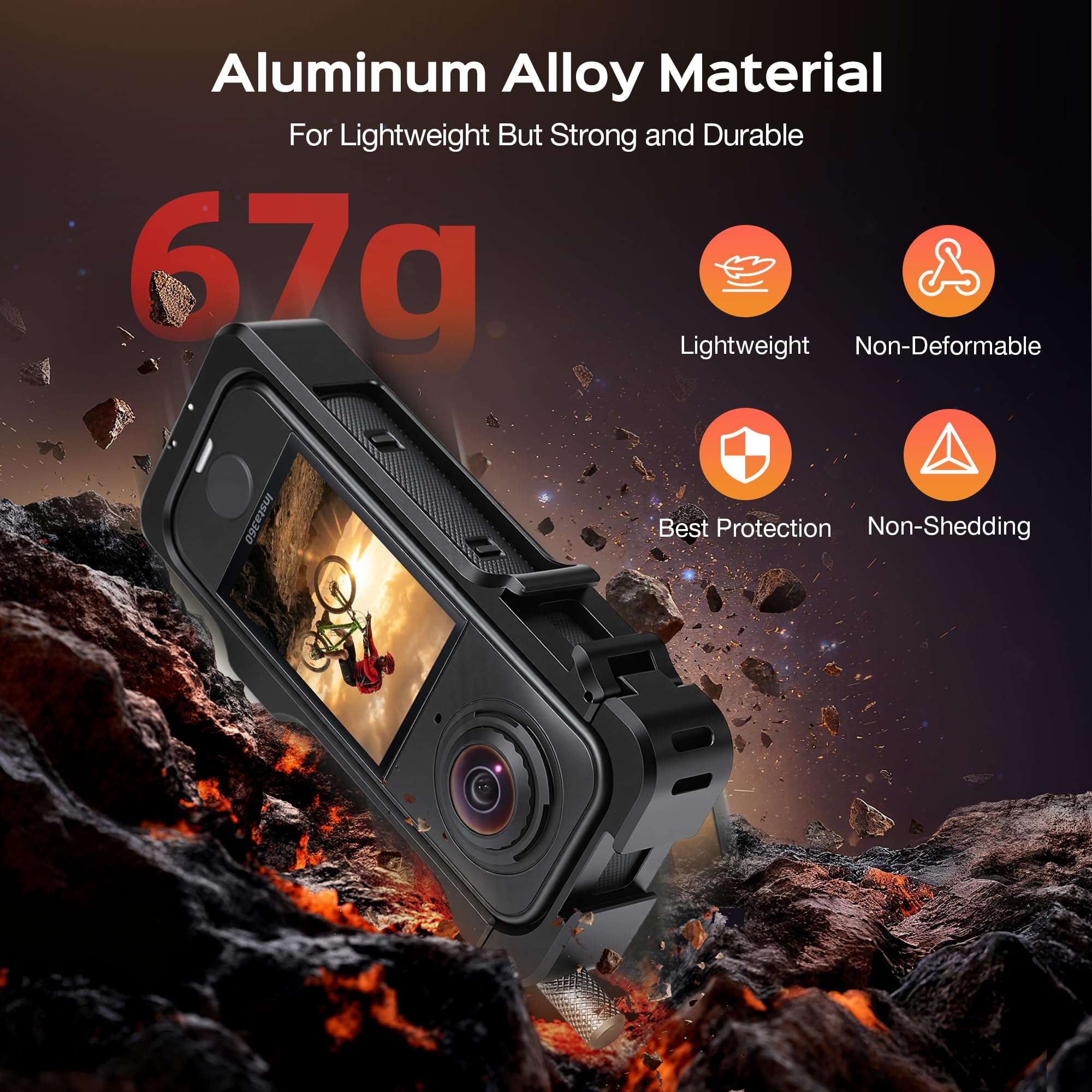 AMAZEAR Metal Protective Case for Insta360 X4 Air Accessories, Insta 360 X4 Air Multifunction Utility Frame Aluminum Cage with Stronger Construction, Various Expansion Mounts, Metal Black 5