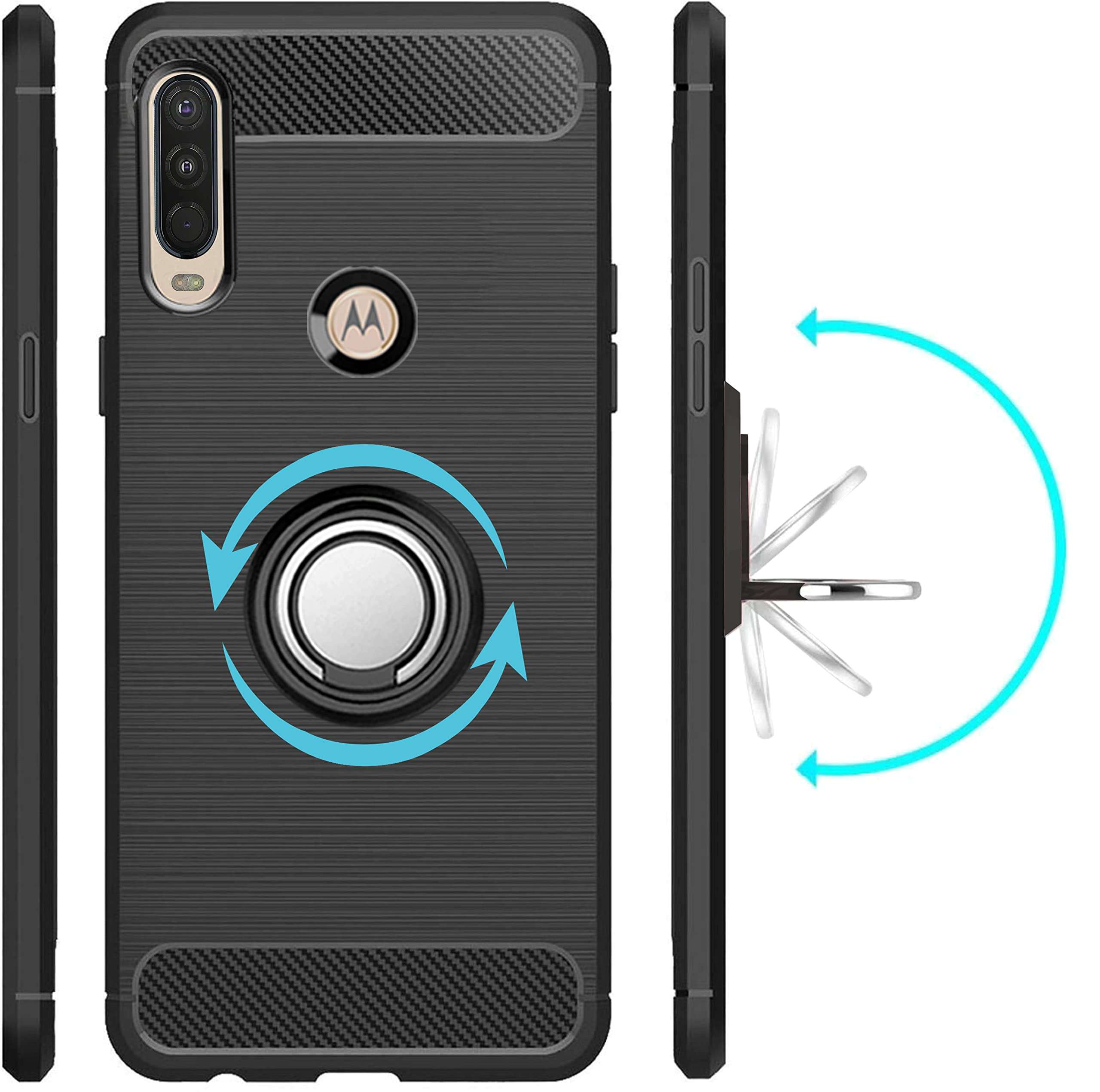 Unistuff Back Case Cover for Motorola One Action, Moto One Action, Motorola Moto One Action | Ring Stand | Premium Finish | Camera Protection - Night Black, 76563 3