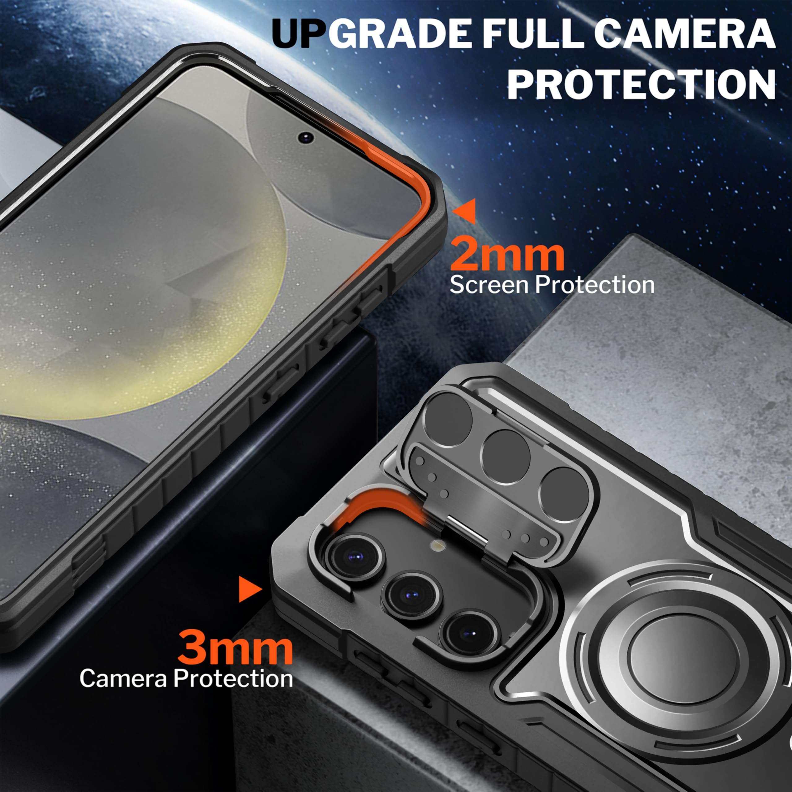 DUOPAL for Samsung Galaxy S24 FE Case, Military Grade Protection Shockproof Case with Tempered Glass HD Screen Protector and Kickstand Compatible with Galaxy S24 FE Phone Cove (Withe) White 3