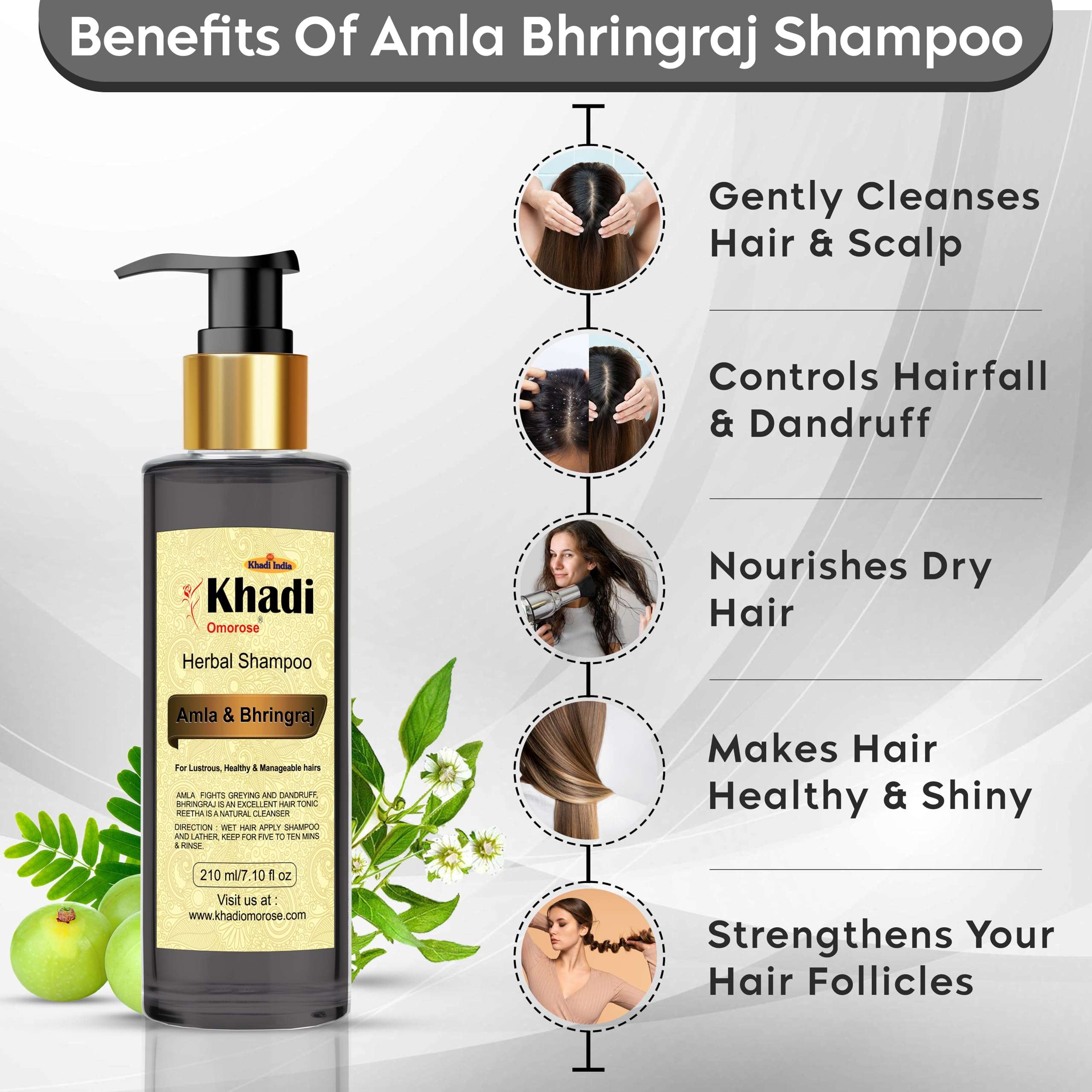 Khadi Omorose Ayurvedic Amla & Bhringraj Shampoo, 210 ml 4