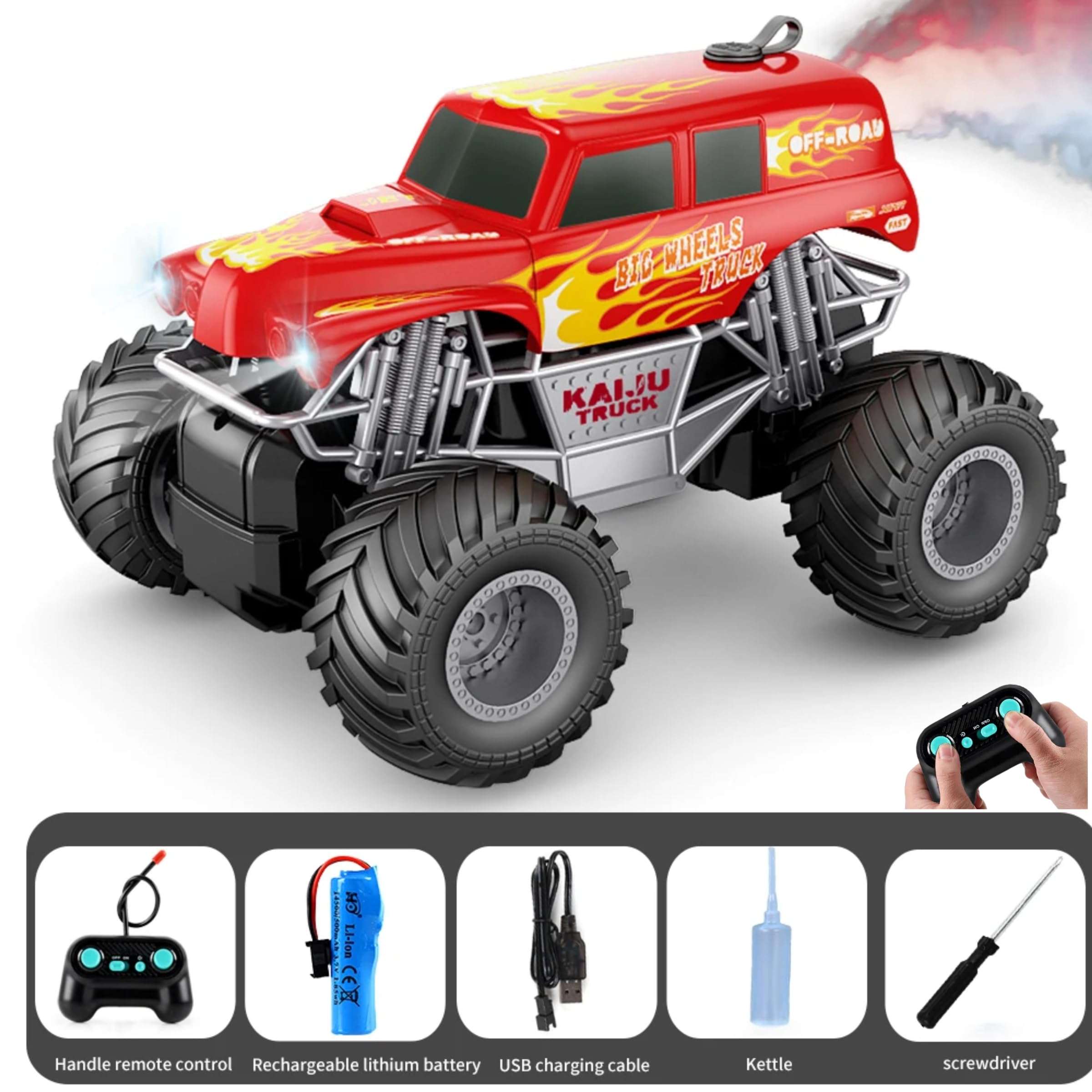 VRION® Toy Mad Racing Car Rock Crawler for Boys 4+ Years Rechargeable RC Car for Boys IExtreme Power Monster Truck Remote Control Car for Off-Road Adventures Pack of 1 (Yellow) 2