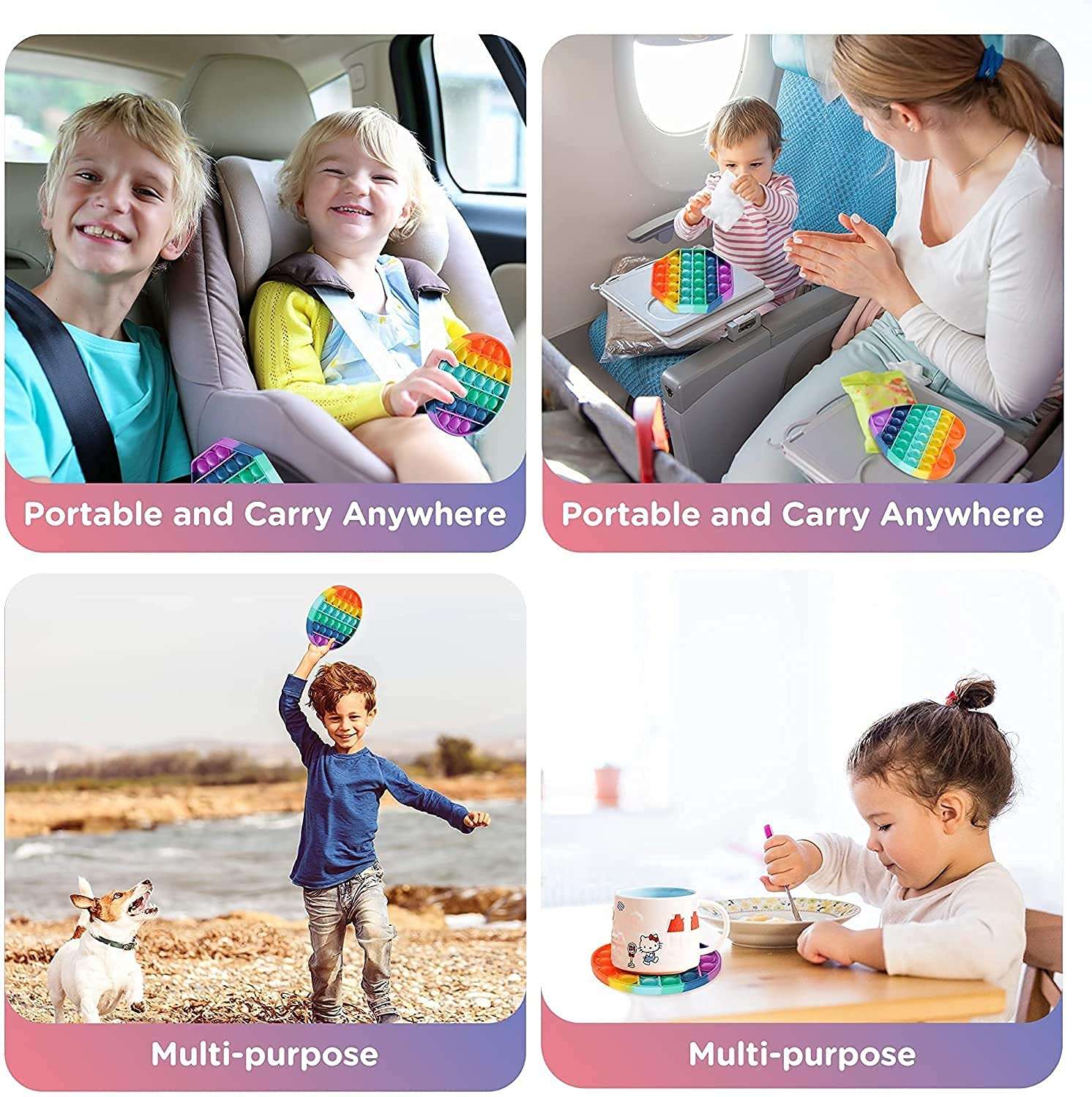 TSS Pop It Fidget Toys,Push Pop Bubble Fidget Sensory Toy,Autism Special Needs Silicone Stress Relief Toy (Circle, Square, Love Symbol) 4