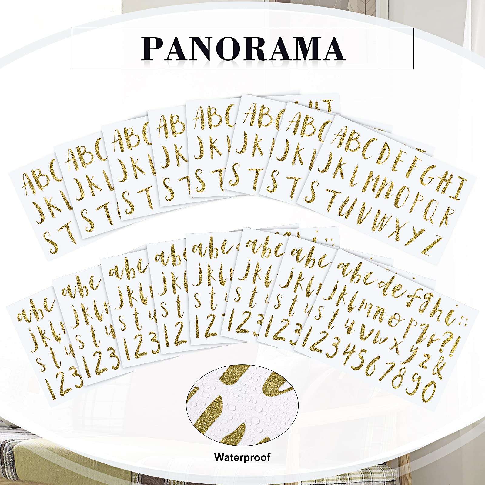 8 Sheets Vinyl Cursive Letter Alphabet Number Stickers Christmas Self Adhesive Letters Sticker for Scrapbooking Signs Containers Jar Labels Classroom Decor Door Decals(2 Inch,Gold) 4