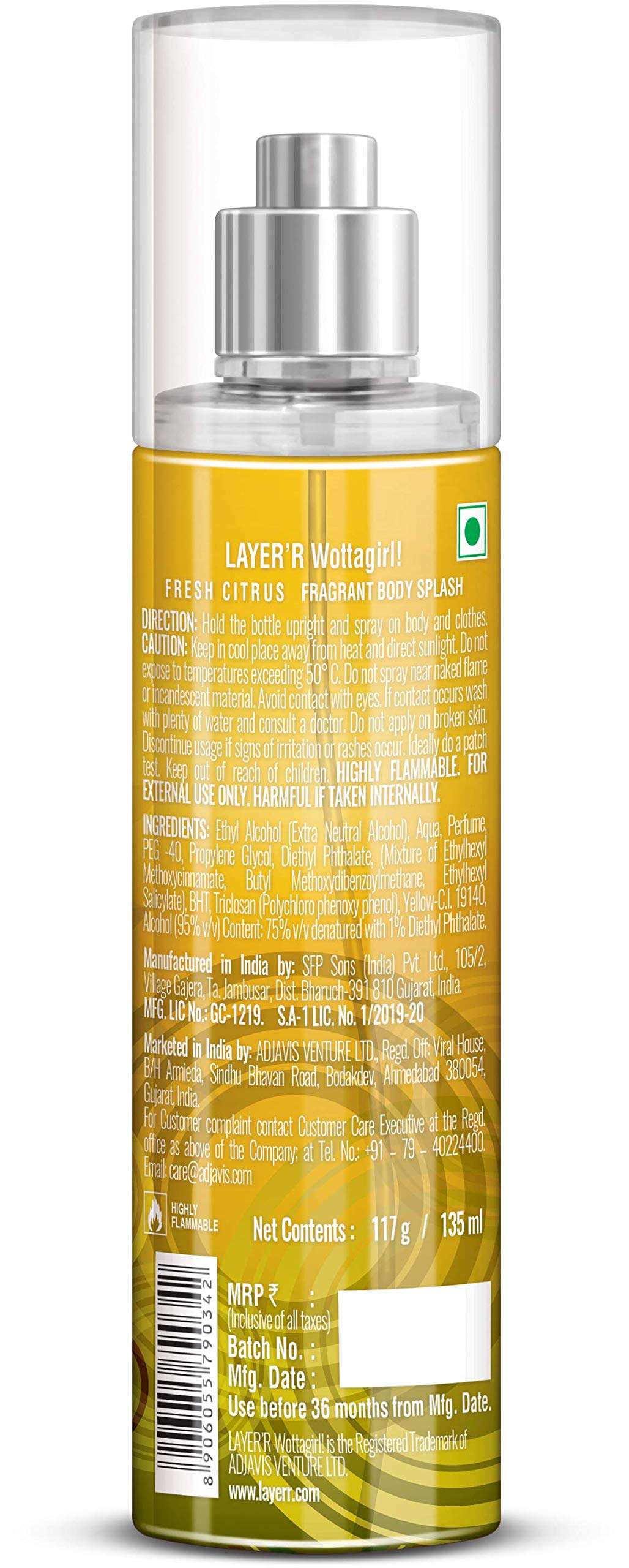Layer'r Wottagirl Fresh Citrus Deodorant Spray - For Women (135 ml) 3