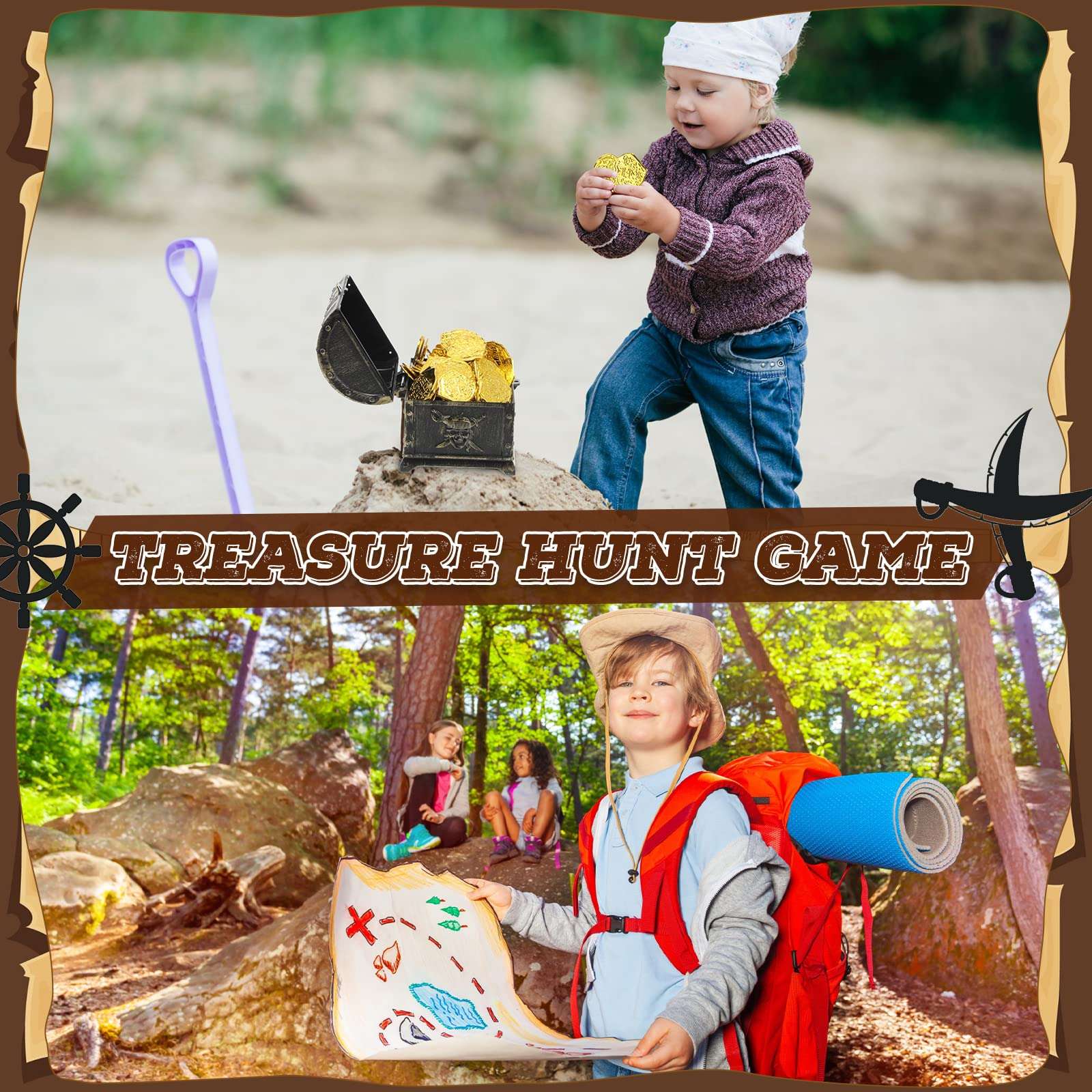 Hanaive 300 Pcs Pirate Coins Plastic Gold Coins Kids Fake Play Coins Replica Spanish Doubloons for Pirate Party Treasure Chest Board Games Tokens Toys Cosplay, Gold 6