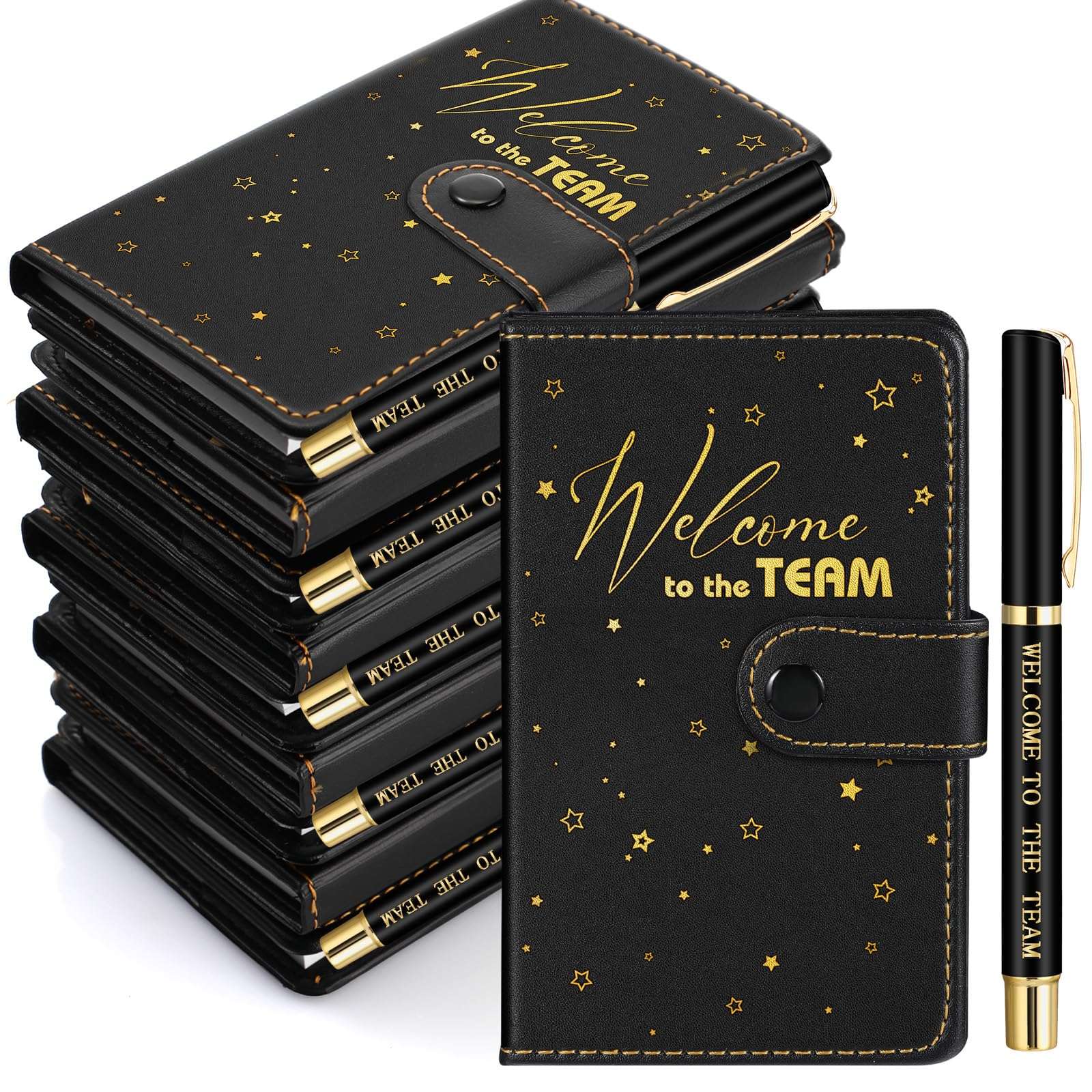 TaoBary 10 Sets Christmas Team Gifts for New Employee Welcome to the Team Bulk Leather Journal Notebook Pens Rad Tech Week Appreciation Gift for Accounting Worker Staff Teacher Student Nurse (Black) 1