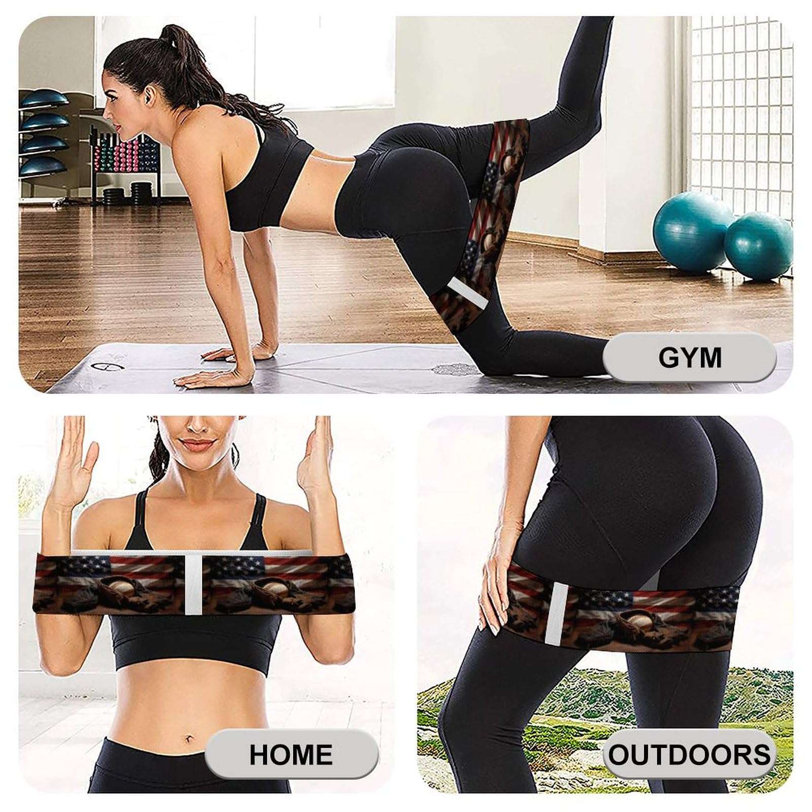 U.S. Baseball Flag Resistance Bands Yoga Straps for Stretching for Pilates Workout Bands for Home Gym 5