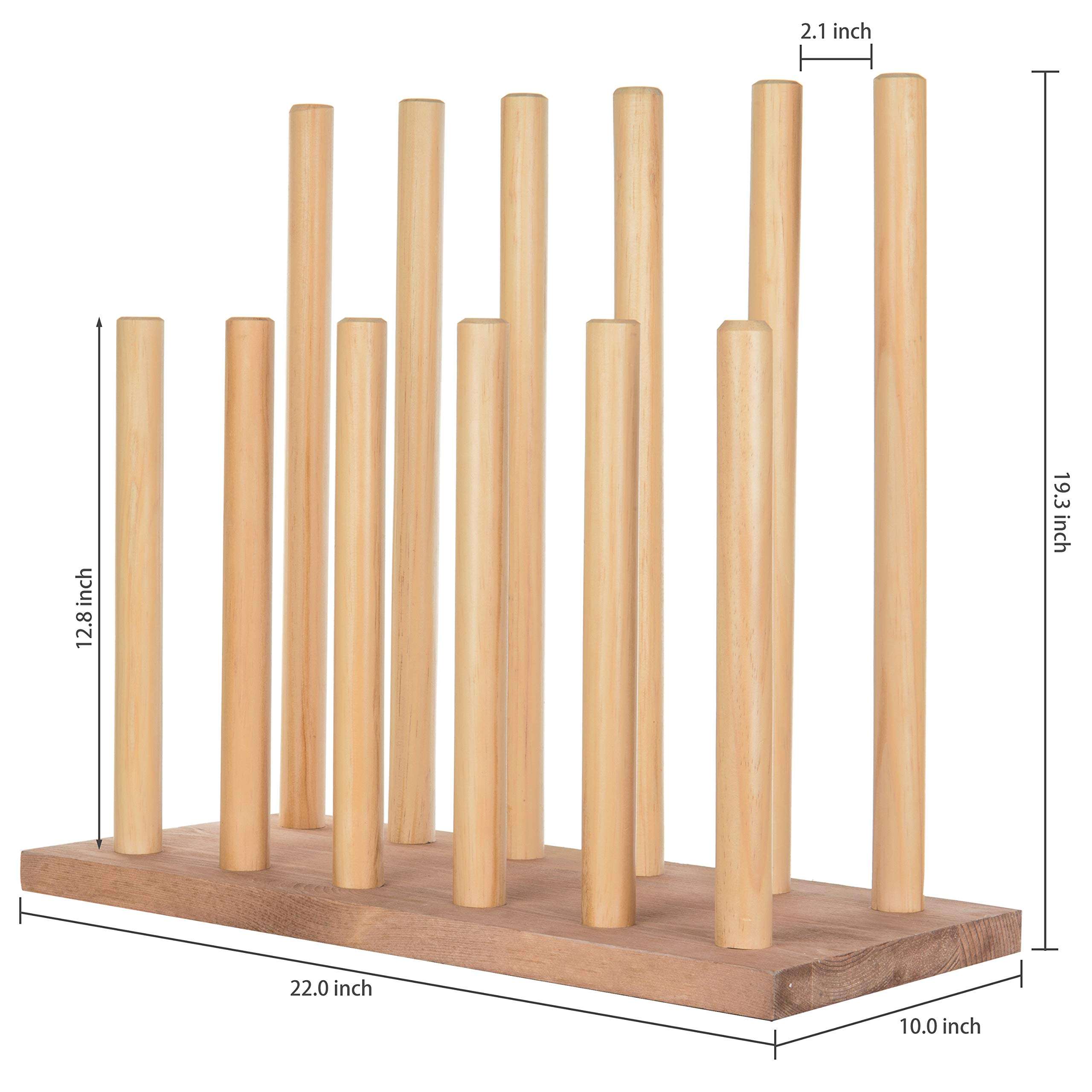 MyGift Natural Brown Wood Entryway Boot Rack Organizer Tall Boots Inverter Holder - Holds up to 6 Pairs 6