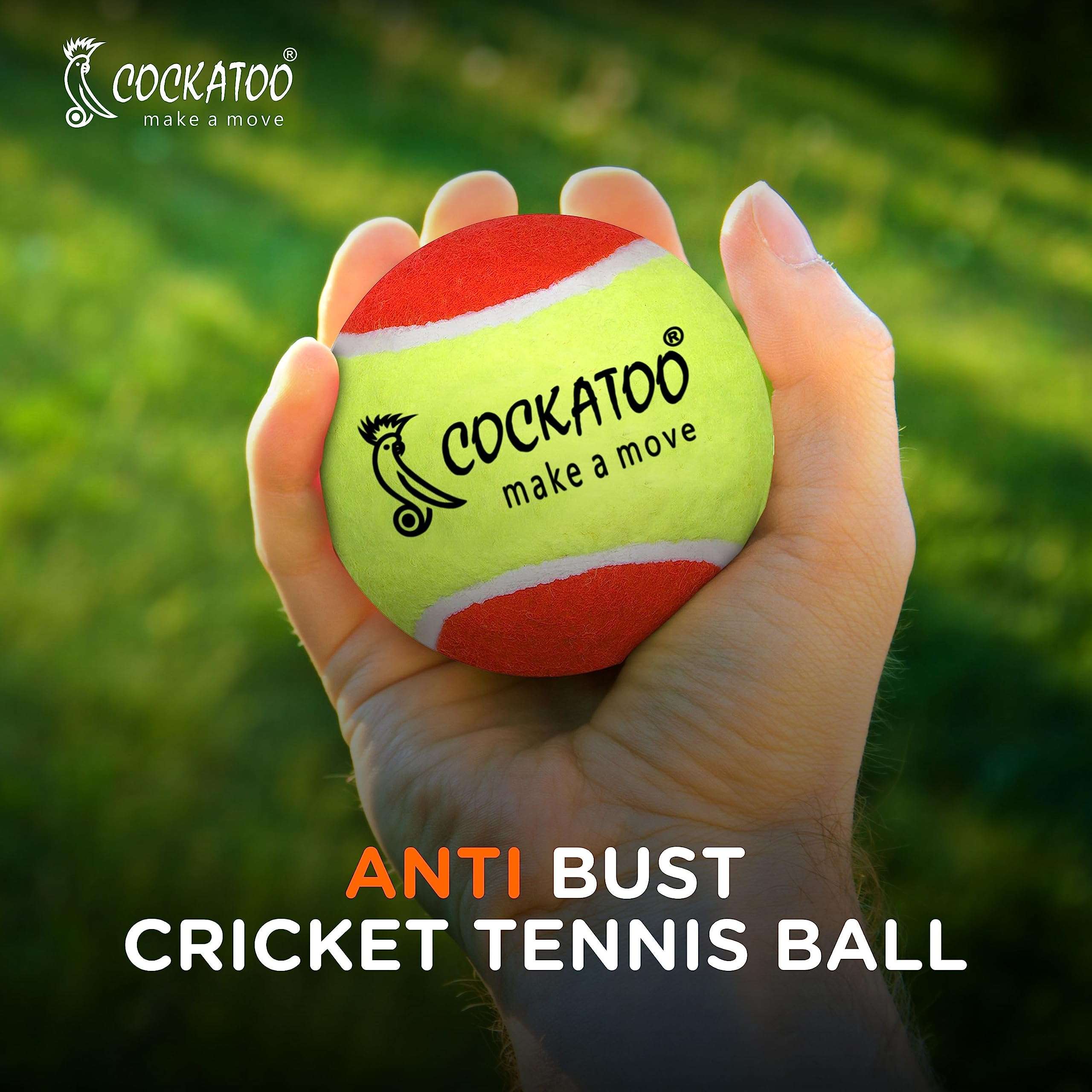 Cockatoo Rubber Cricket Tennis Ball, Construction of Tennis Ball for Cricket for Optimal Performance,Suitable for All Skill Levels. (120 Gr Per Ball-Pack of 6-Yellow Orange) 3
