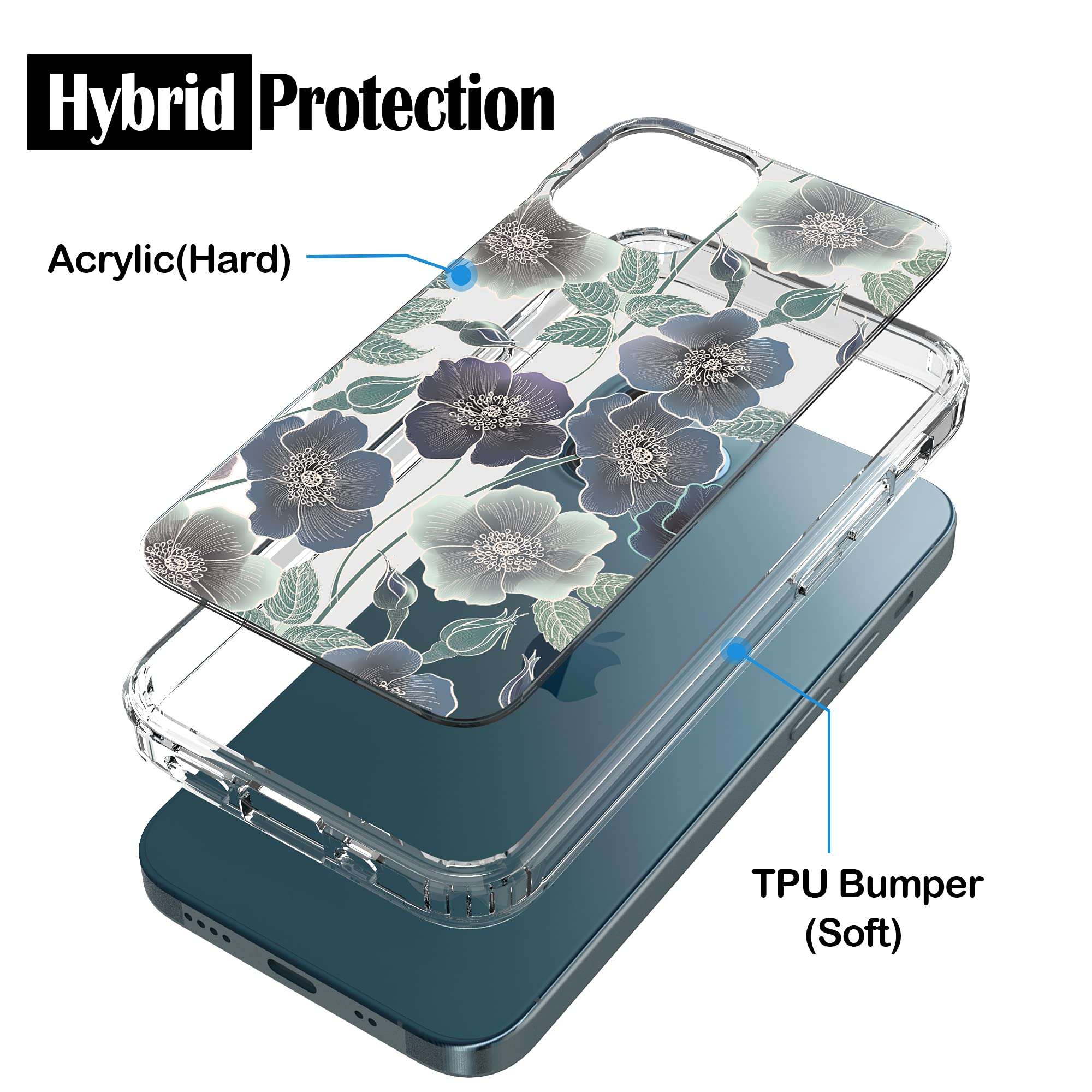 RANZ Compatible with iPhone 12 Pro Max 5G Case, Anti-Scratch Shockproof Series Clear Acrylic + TPU Bumper Protective Case for iPhone 12 Pro Max (6.7 inch) - Deer 3