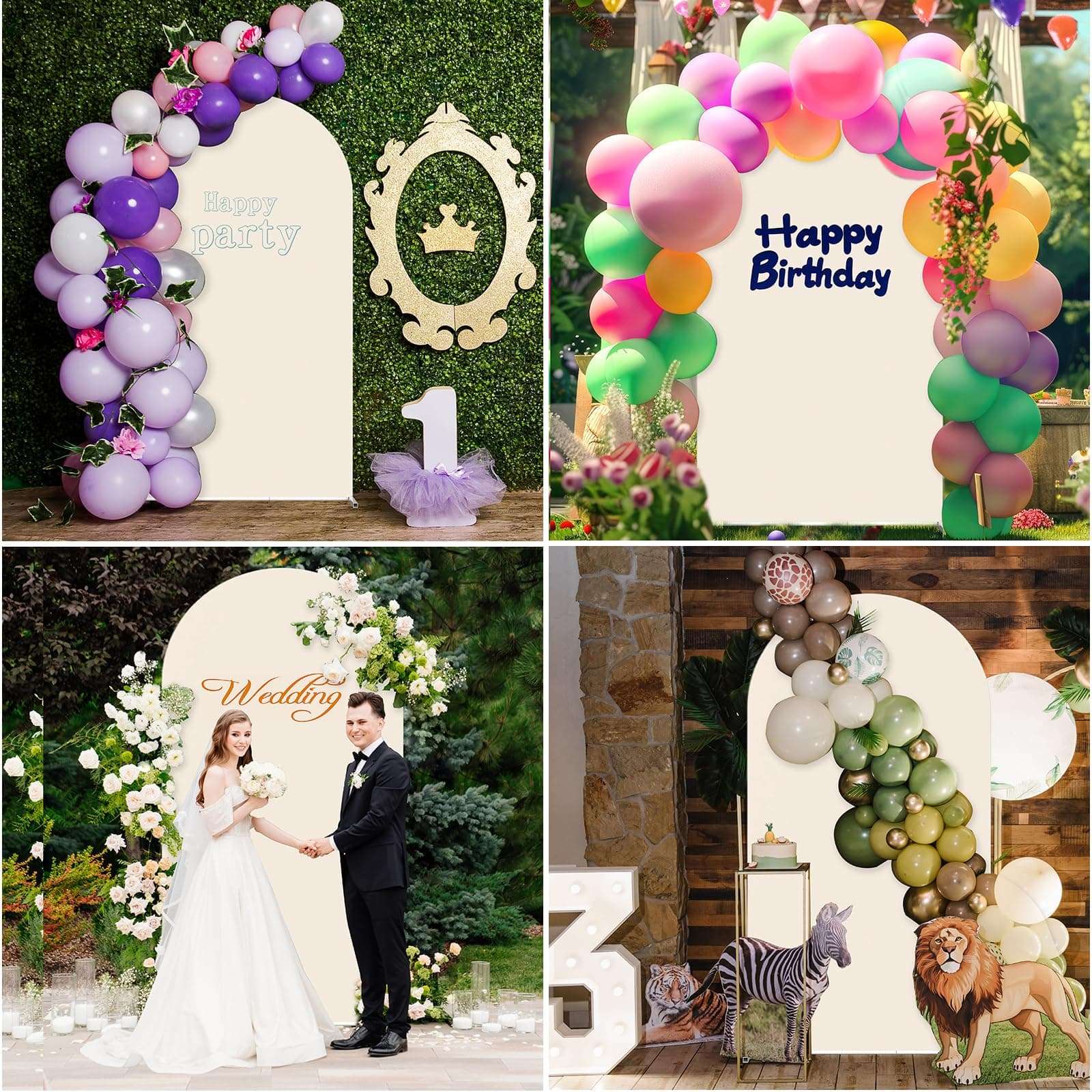 Wedding Arch Cover 7.3FT Arch Backdrop Cover Spandex Fitted Arch Cover for Round Top Chiara Backdrop Stand Covers for Wedding Birthday Party Baby Shower Banquet Ceremony Decoration, Beige 5