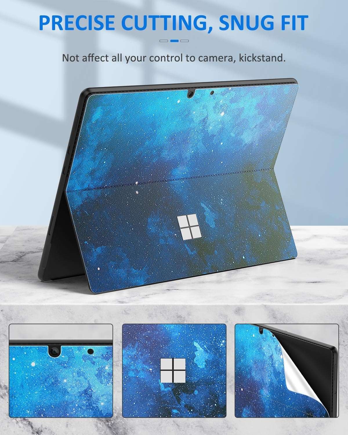 MoKo Tablet Back Skin Stick Decal for Microsoft Surface Pro 9 2022 / Pro 8 2021 Release Tablet - 13 Inch, PU Leather Protective Decal Body Skin Cover for Surface Pro 9/8 13", BlueStarrySky 5