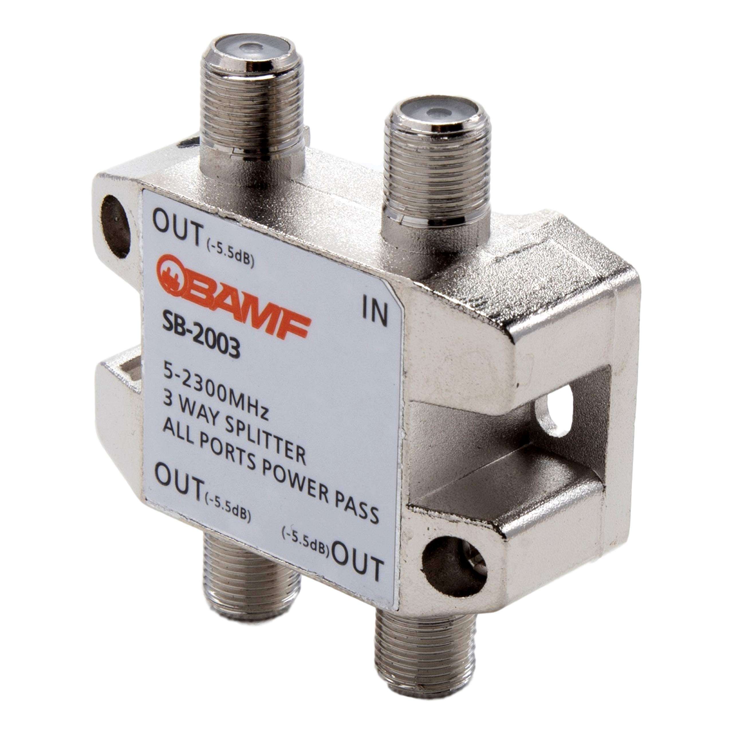 BAMF 3-Way Coax Cable Splitter Bi-Directional MoCA 5-2300MHz 1
