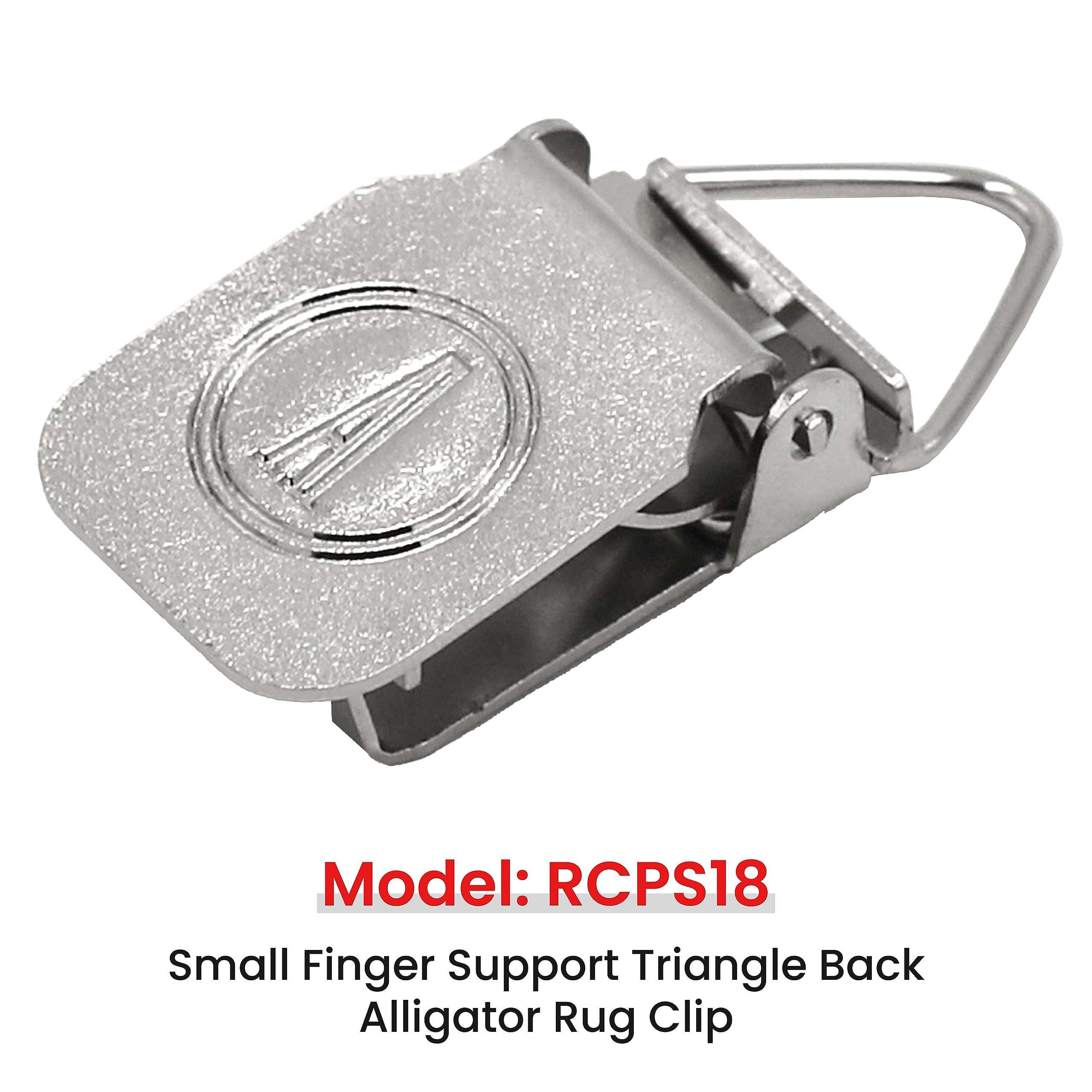 ANDUSTRIAL - Small Durable Nickle-Plated Steel Clips/Clamps for Displaying Shawls, Leather Hides, Quilts, Mats, Rug Samples - Finger Support Triangle Back Alligator Rug Clips - Silver, 10 Clips 3