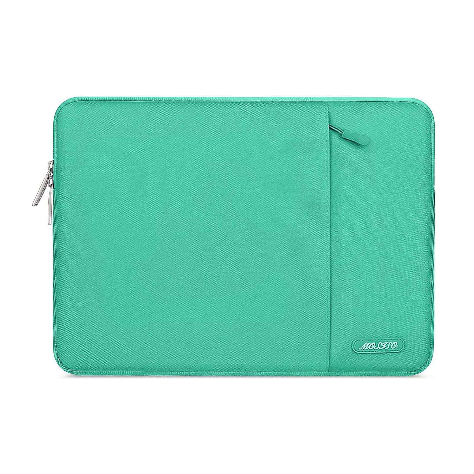 MOSISO Laptop Sleeve Bag Compatible with MacBook Air/Pro, 13-13.3 inch Notebook, Compatible with MacBook Pro 14 inch M4 M3 M2 M1 Chip Pro Max, Polyester Vertical Case with Pocket, Biscay Green 1