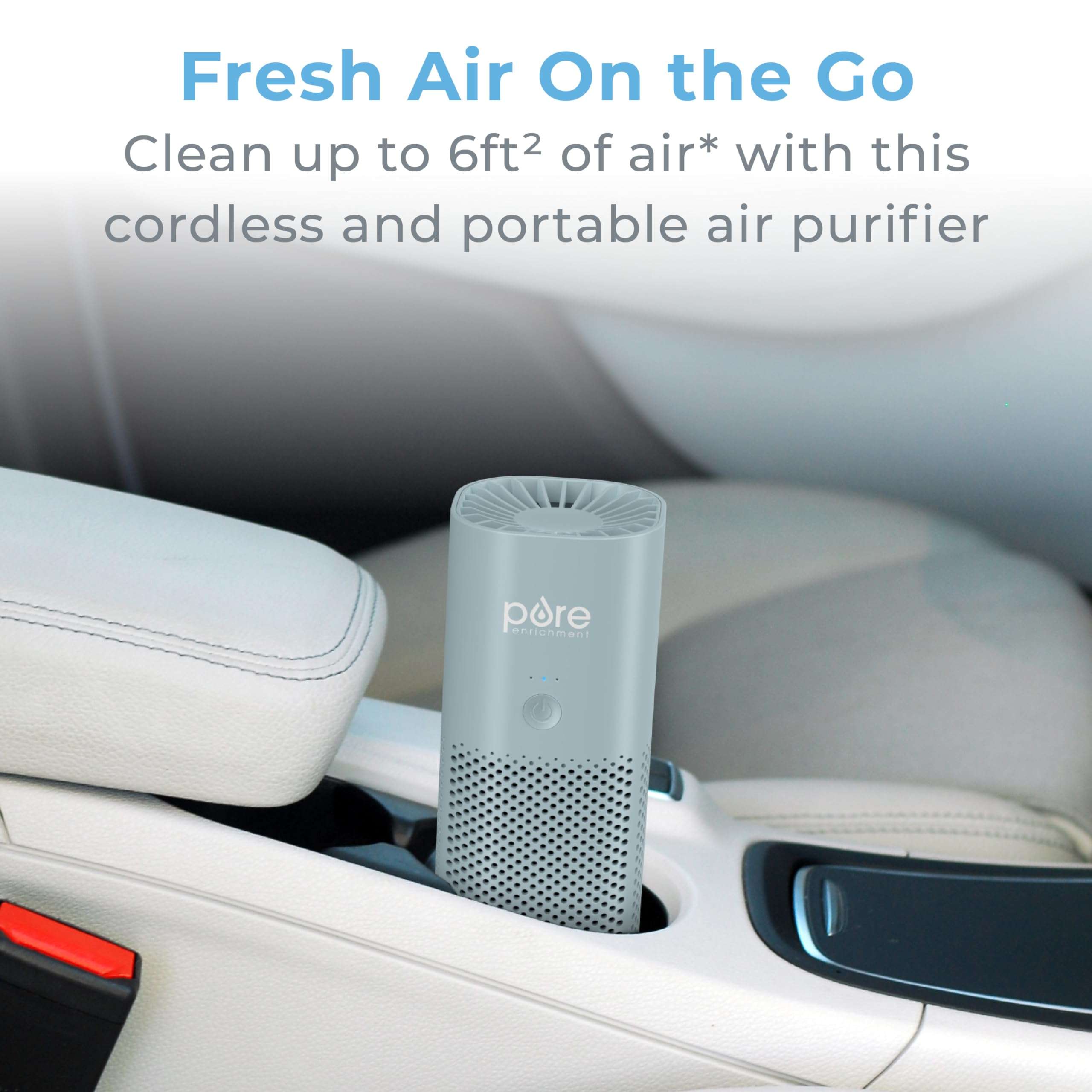 Pure Enrichment® PureZone™ Mini Portable Air Purifier - Cordless True HEPA Filter Cleans Air & Eliminates 99.97% of Dust, Odors, & Allergens Close to You - Cars, School, & Office (Starlight Blue) 2
