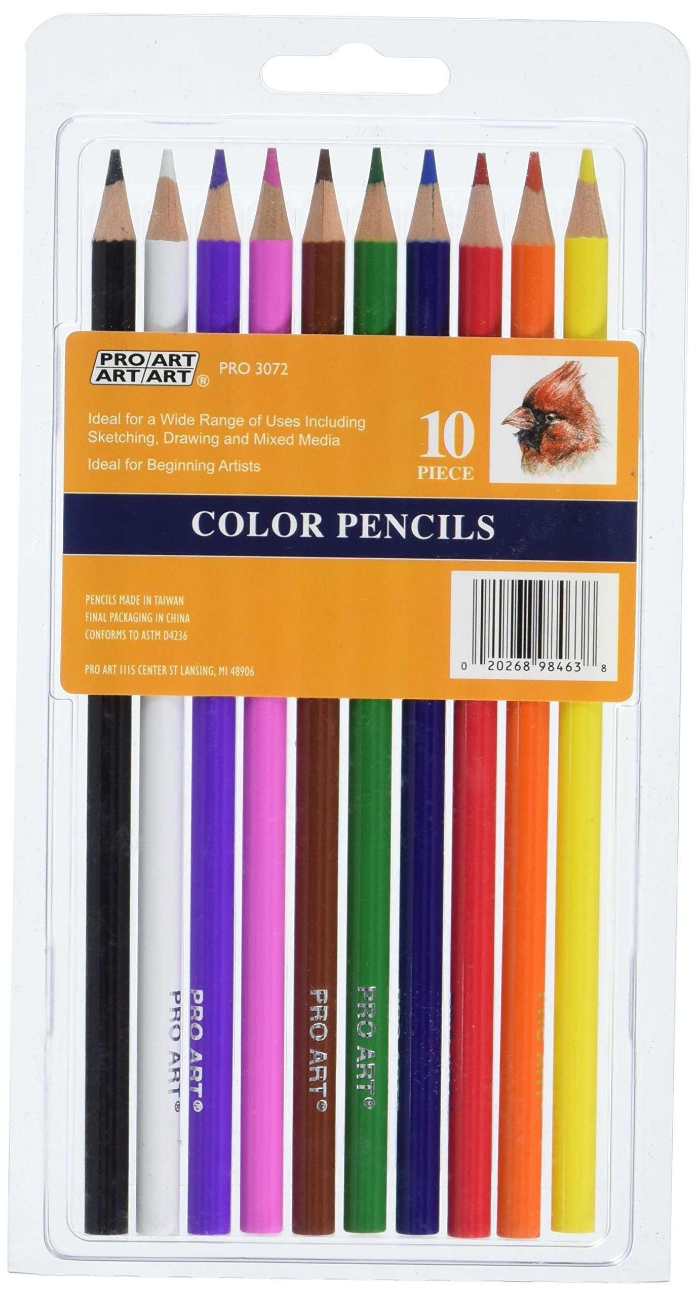Pro-Art 033307200 10 Piece Color Pencil Set, Multicolor