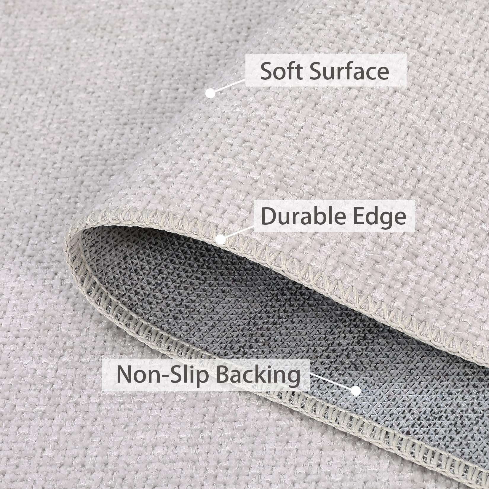 GAOMON Washable Area Rug Modern Solid Weaving Textured Living Room Rug Non-Slip Stain Resistant Farmhouse Accent Rug Indoor Floor Carpet for Bedroom Entryway Laundry Room, 4' x 6', Dark Grey 2