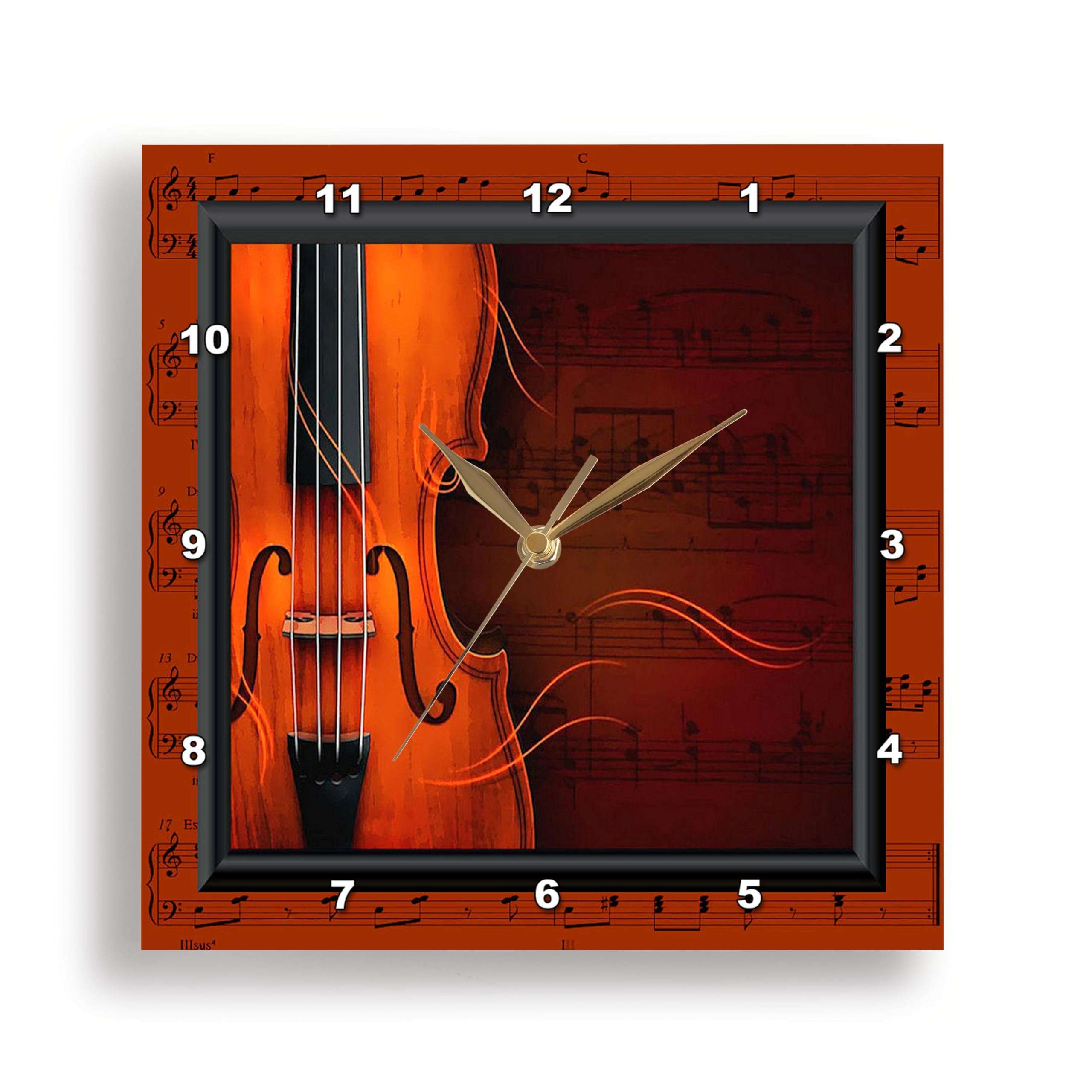 3dRose DPP_18390_3 Violin or Fiddle Wall Clock, 15 by 15-Inch