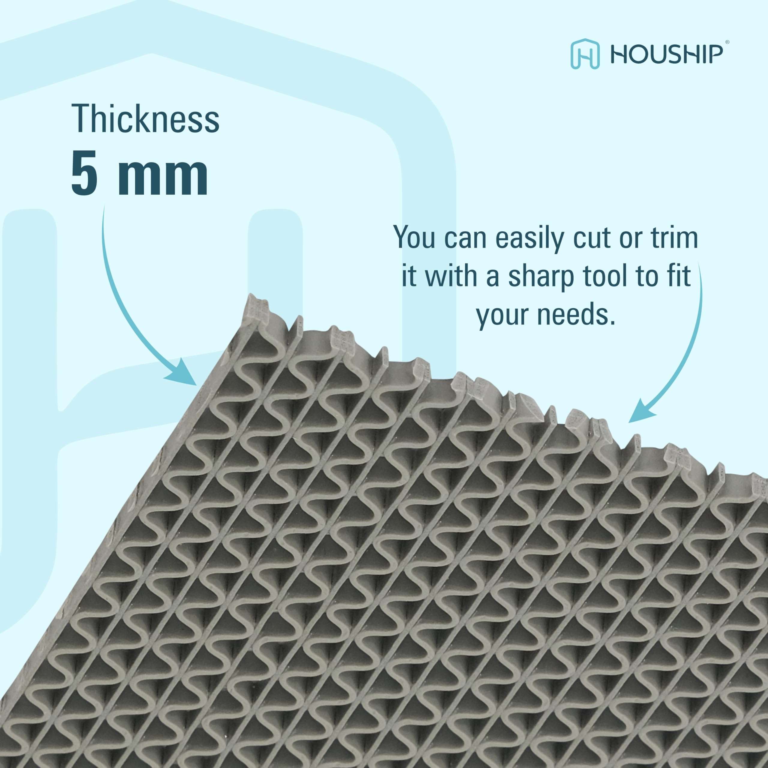 HOUSHIP® Anti Skid Rubber Bathroom Mat 2x3 Feet | Waterproof Non Slip Shower Door Mat | PVC Multipurpose Indoor Outdoor Entrance Floor Rug Export Quality Rain Mat (Grey) 3