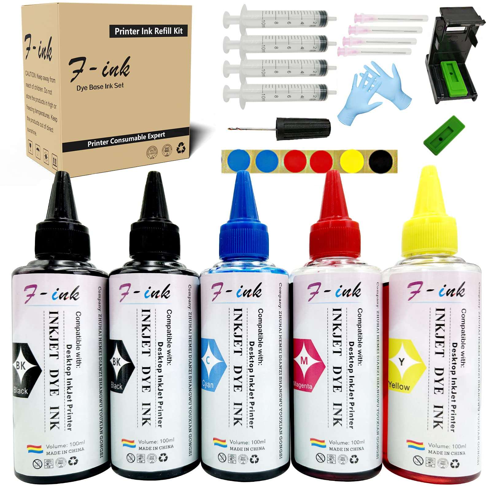 F-ink 5 Bottles Ink and Refill Kits Compatible for Canon Ink Cartridges 275 276 260 261 245 246 PG-275XL CL 276XL PG-260XL CL-261XL PG-245XL CL-246XL 1